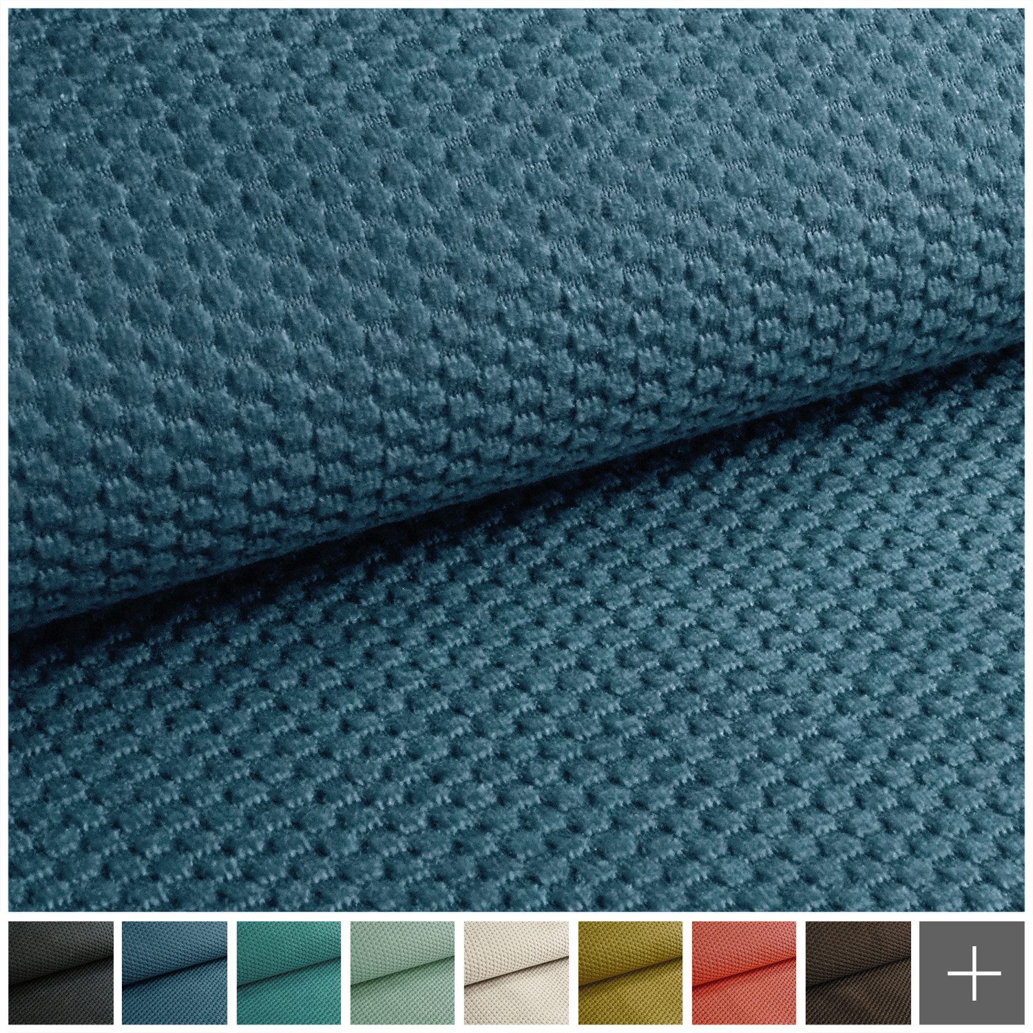 novely® Stoff MAKAO Ultraweicher Polsterstoff Velours mit Wabenstruktur, Strapazierfähig, Kuschelweich, Meterware, 1lfm