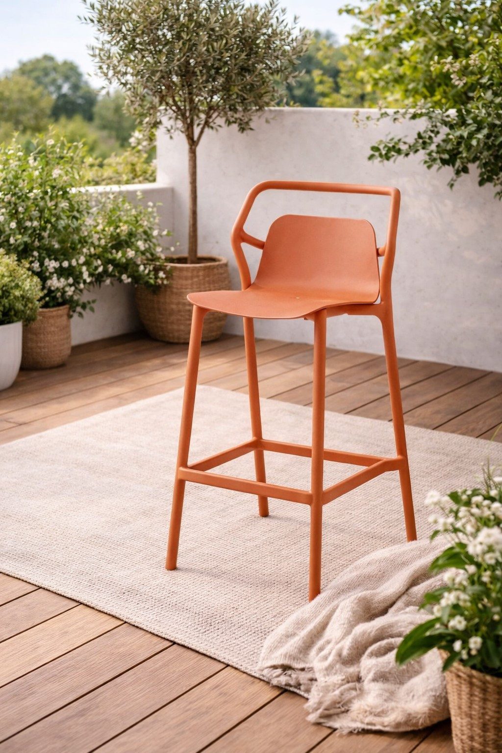 Xlmoebel Barhocker Exklusiver oranger Designer Sitzhocker für Loungebereiche (1 St), Made in Europa