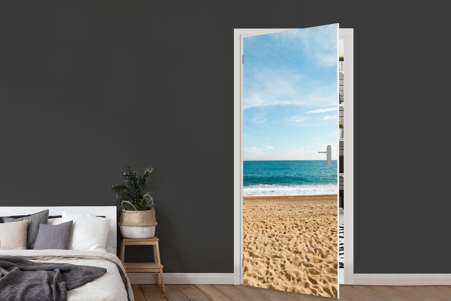Strand Fototapete Matt, MuchoWow Türaufkleber, bedruckt, (1 Meer, Türtapete für St), Tür, - 75x205 cm Sand -