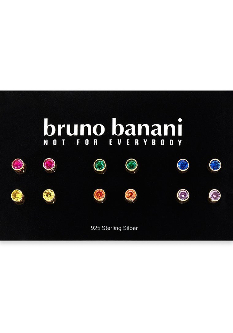 Bruno Banani Серьги-гвоздики-Set Mulitpack Schmuck Geschenk Silber 925 Ohrschmuckset Regenbogen (Set, 12-tlg), mit Zirkonia (synth)