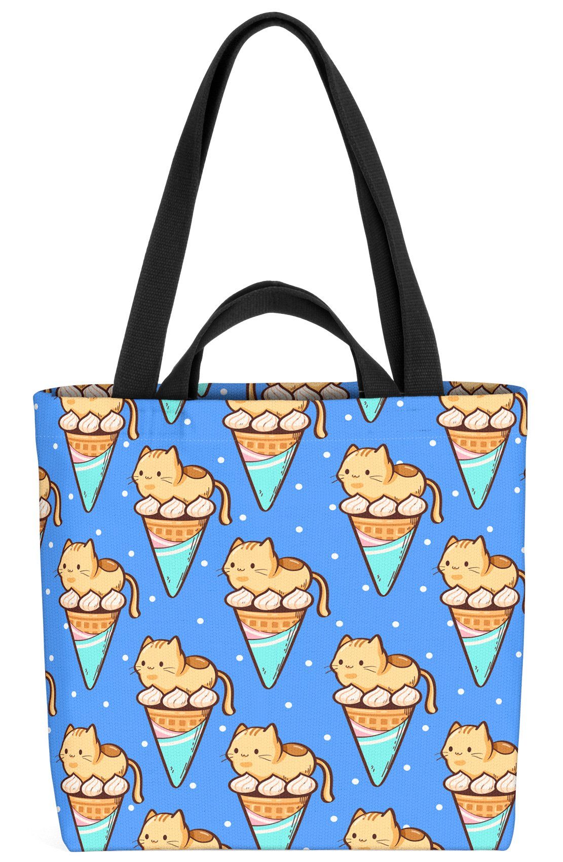 VOID Henkeltasche (1-tlg), Eistüte Katze Manga Japan Eis Kinder Katzen Haustier Muster Blau süßi