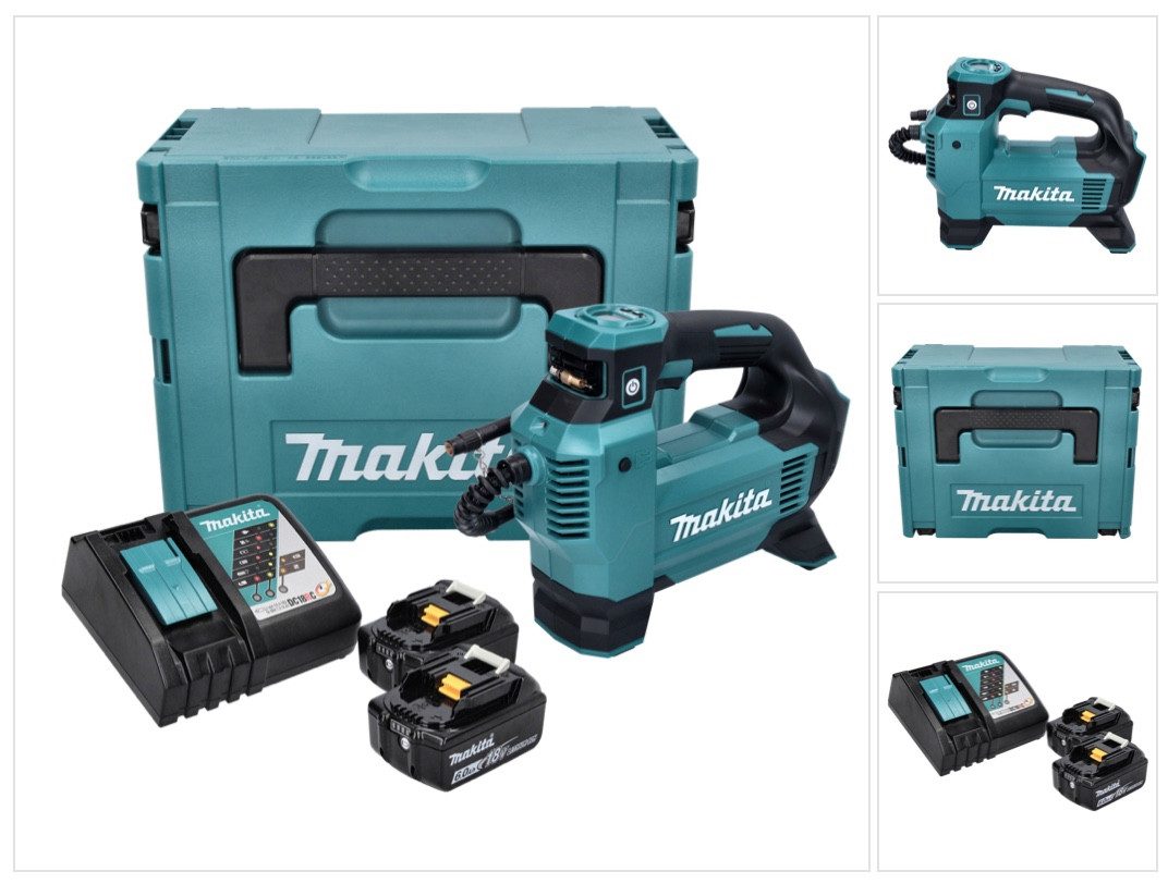 Makita Akku-Handkompressor DMP 181 RGJ Akku Kompressor 18 V 11,1 bar + 2x Akku 6,0 Ah + Ladegerä