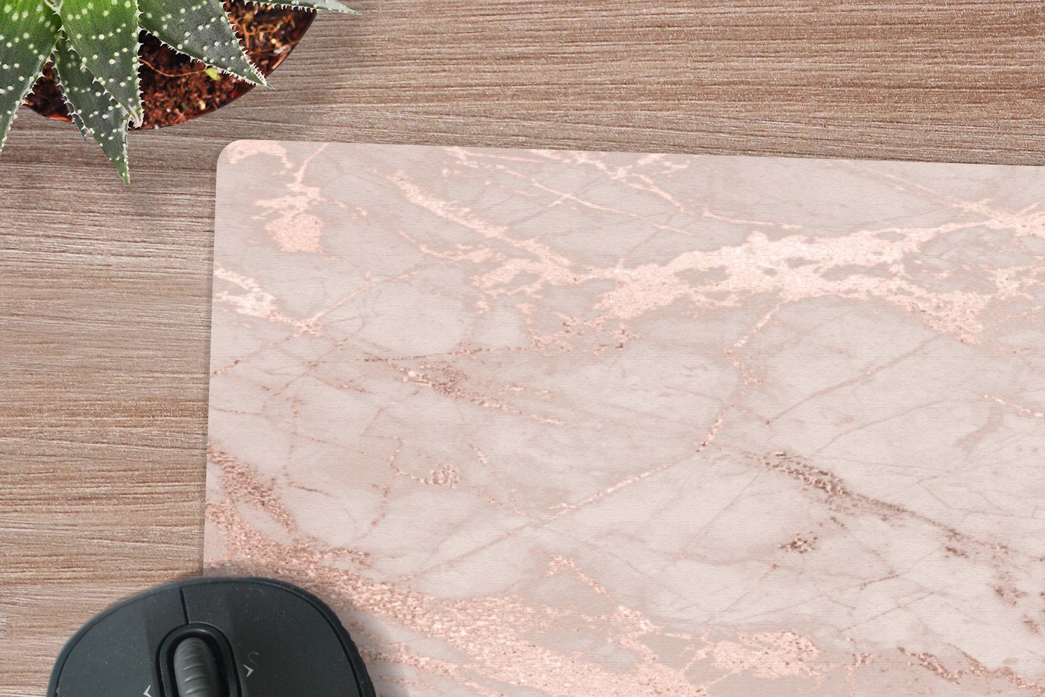 MuchoWow Mauspad Marmor - Rosa - Luxus - Marmoroptik - Glitzer - Design (1-St), Maus Pad Klein, Gaming Zubehör, Büro Deko, 18x27 cm