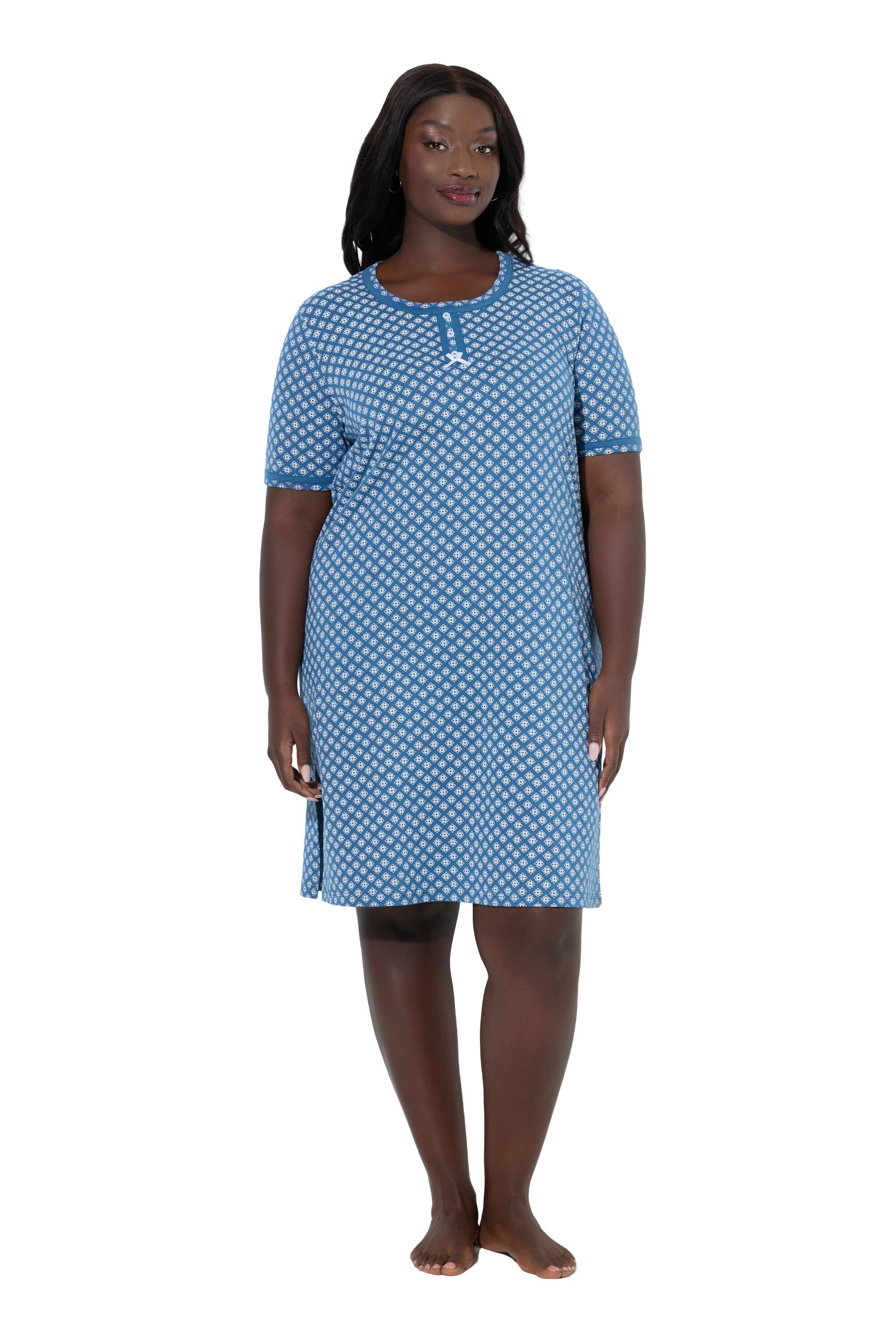 Ulla Popken Bigshirt Bigshirts 2er-Pack Muster/uni Rundhals Halbarm günstig online kaufen