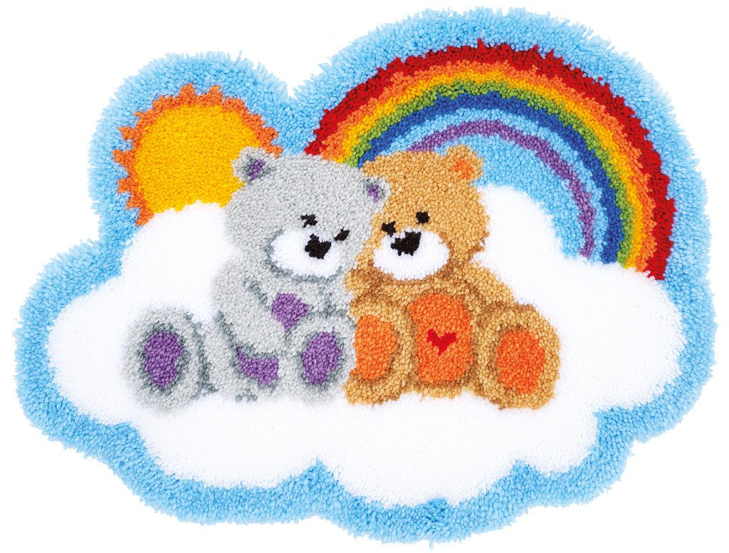 Vervaco Kreativset Vervaco Knüpfformteppichpackung Bärchen auf Regenbogen, (Set, Vervaco embroidery Kit), Made in Europe