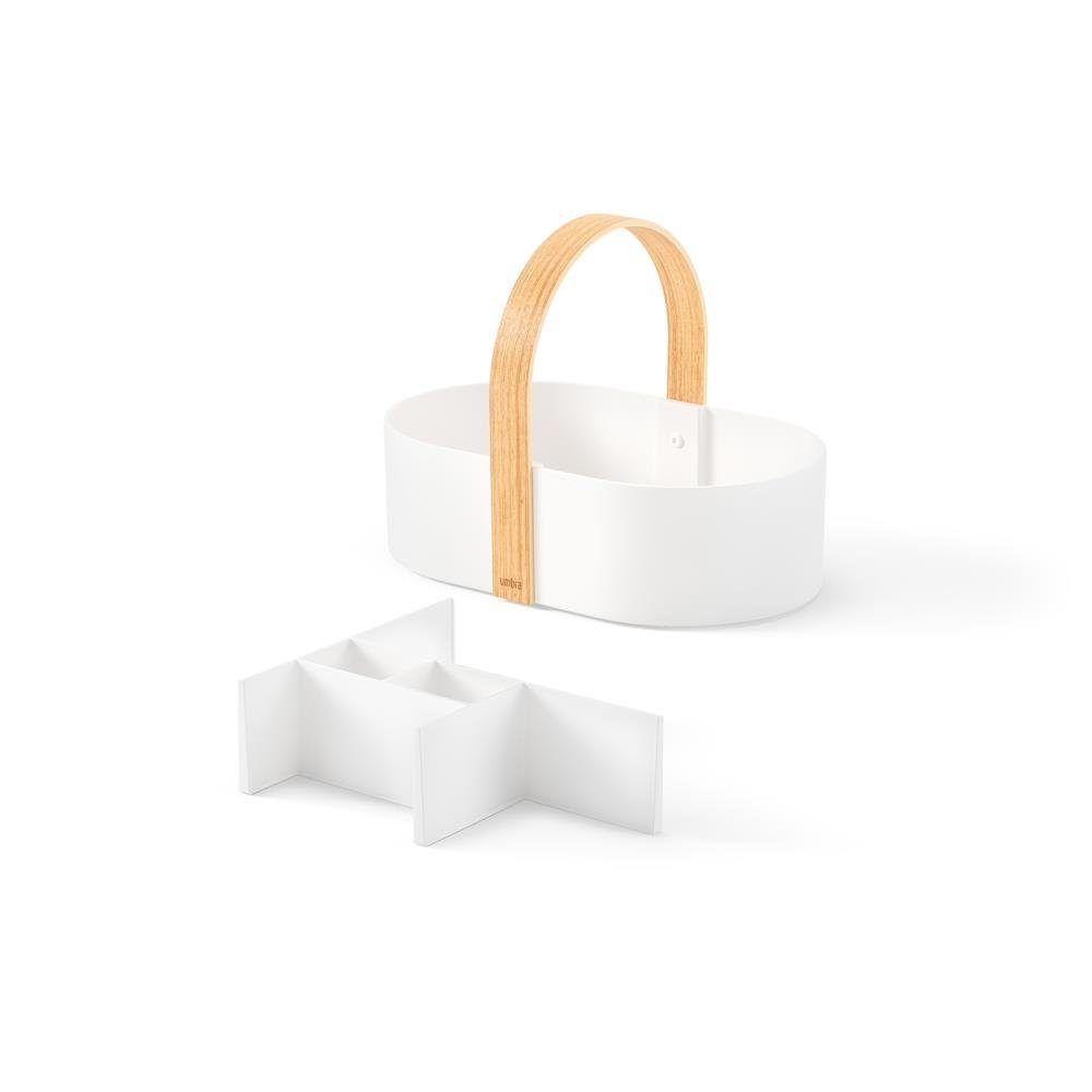 Umbra Organizer Bellwood Caddy, herausnehmbare Trennwand, für Make-up oder Stifte, Weiß/Natur