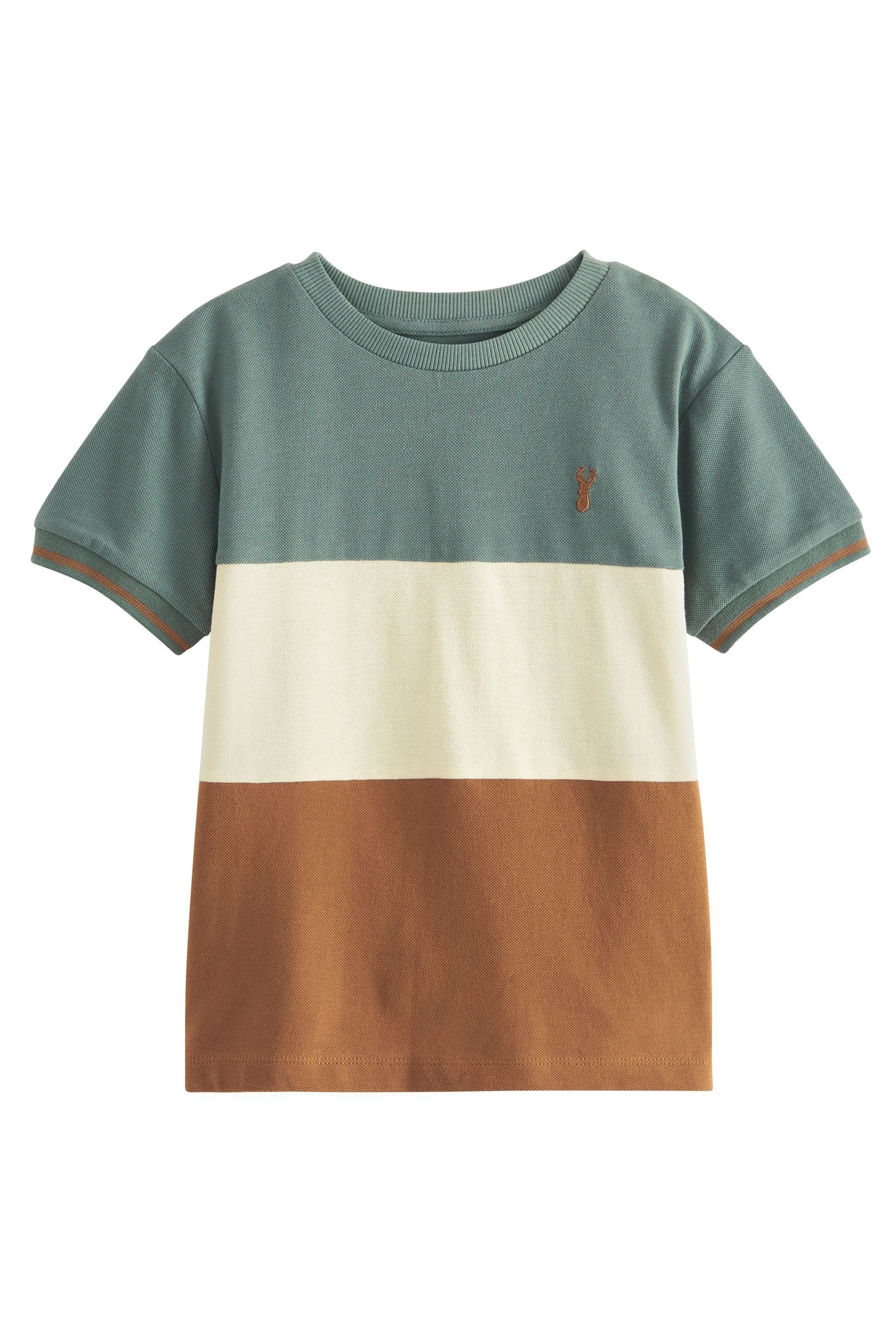 Next T-Shirt T-Shirt in Blockfarben (1-tlg) Green/Tan | T-Shirts