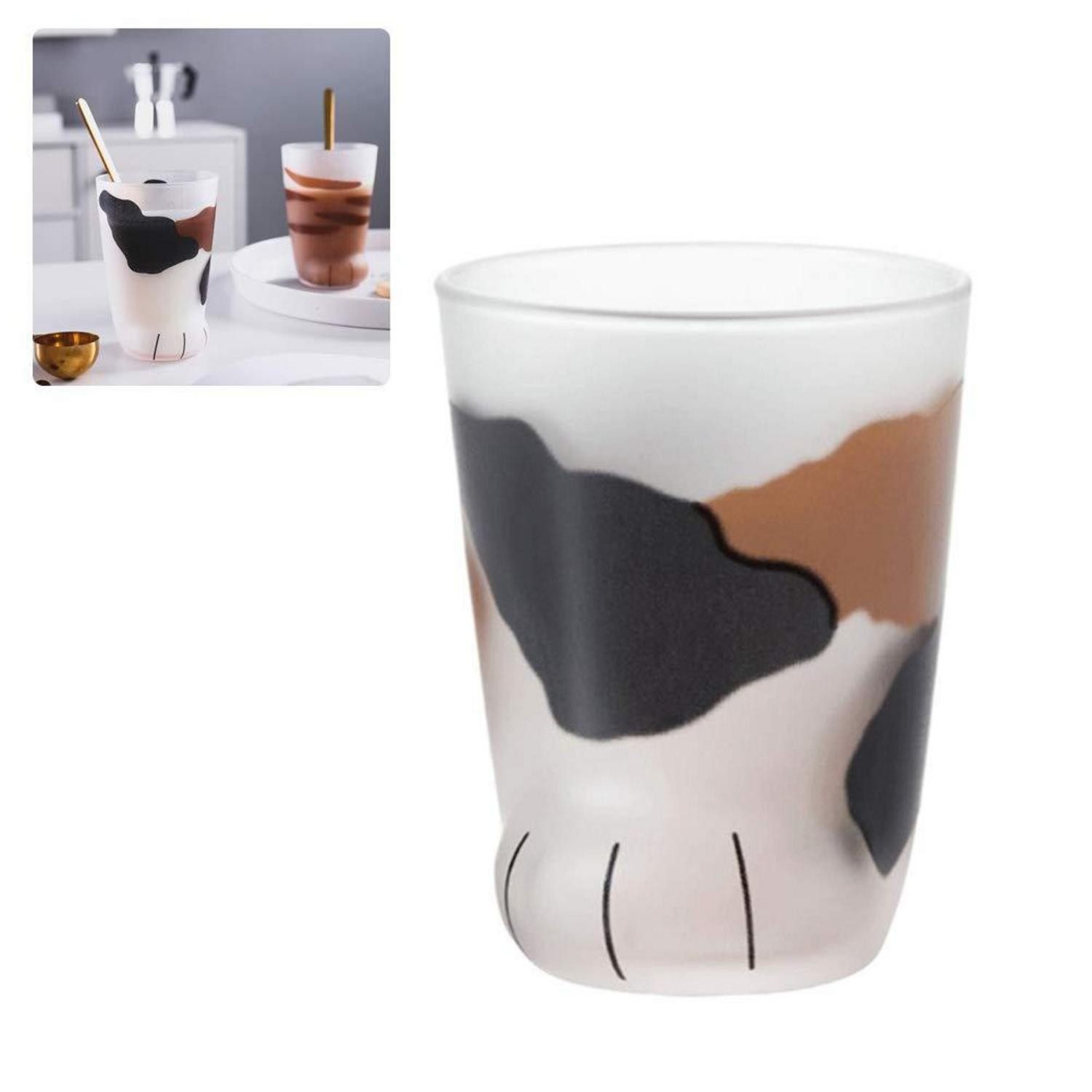 LuxusKollektion Tasse Katzenpfoten Glas Tasse Milchglas, Glas
