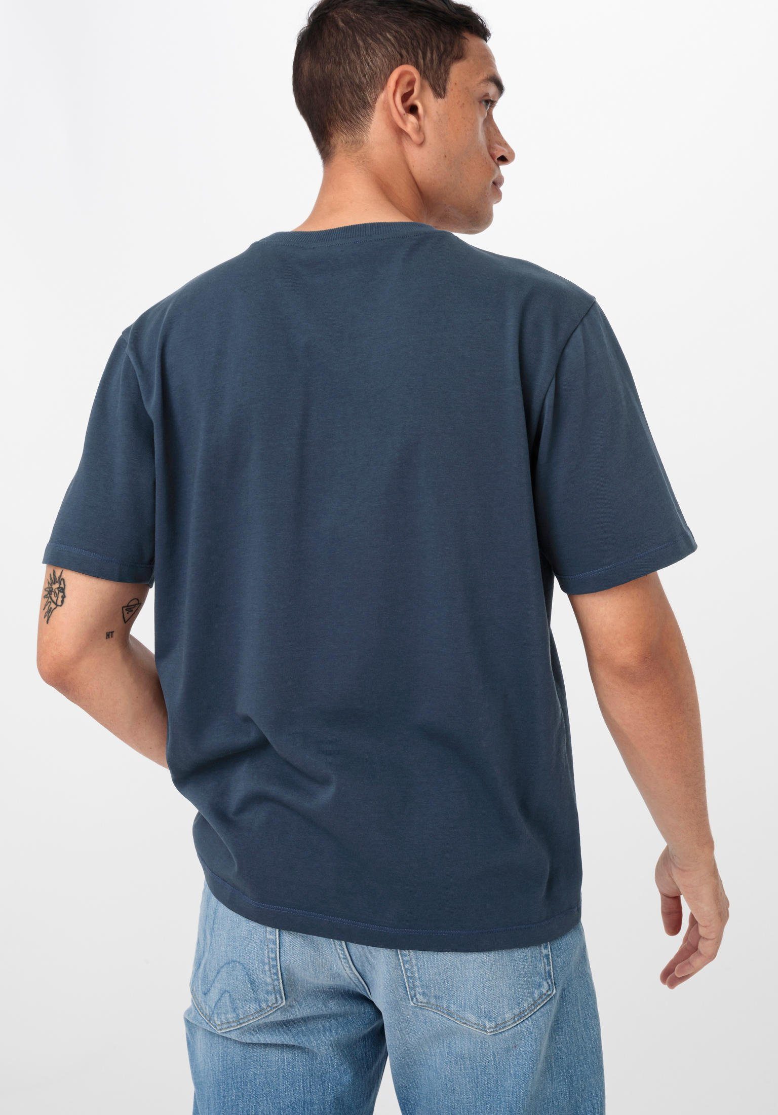 Bio-Baumwolle Hessnatur Relaxed aus tiefseeblau reiner T-Shirt