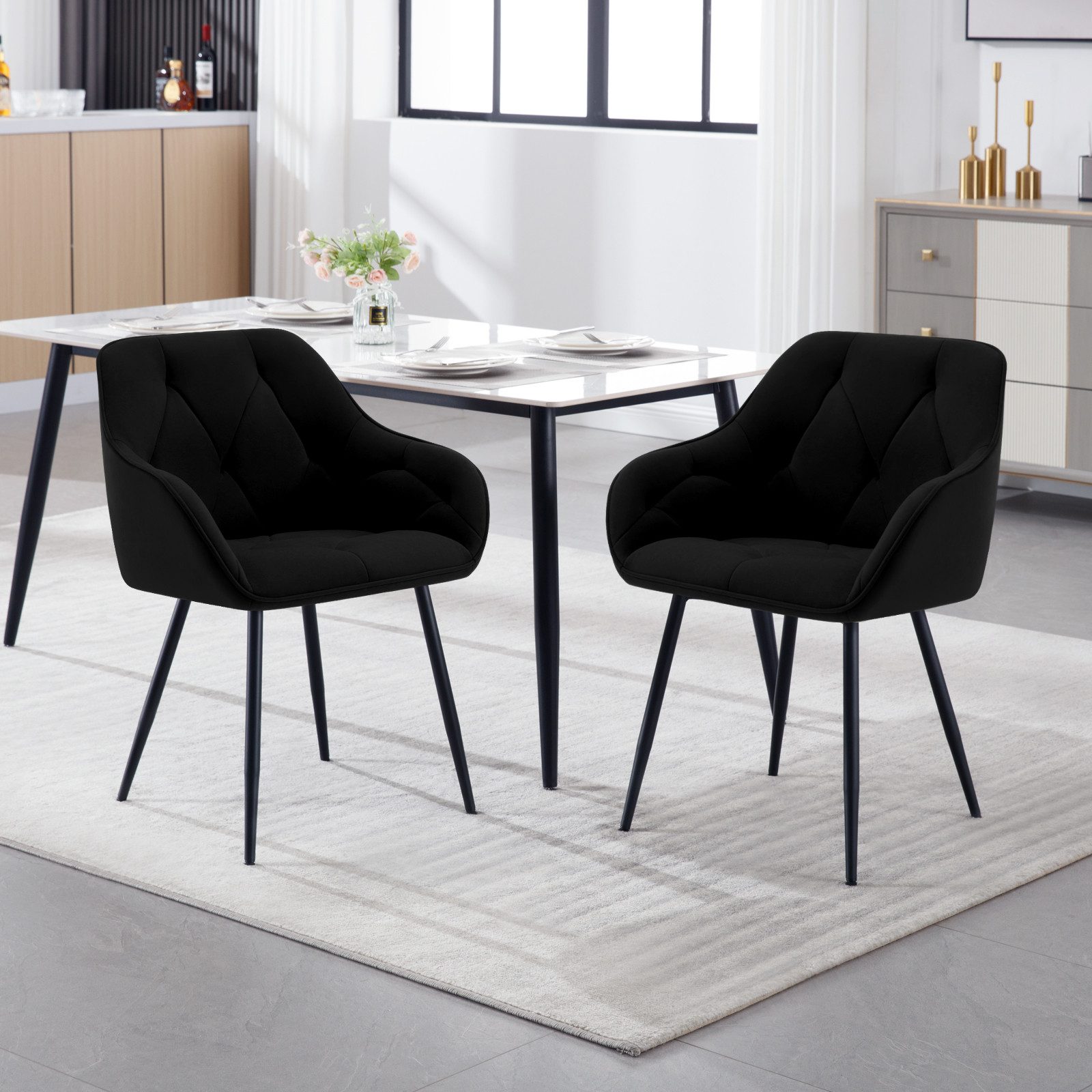 Woltu 4-Fußstuhl (Set, 6 St), Esszimmerstühle ergonomischer aus Samt günstig online kaufen