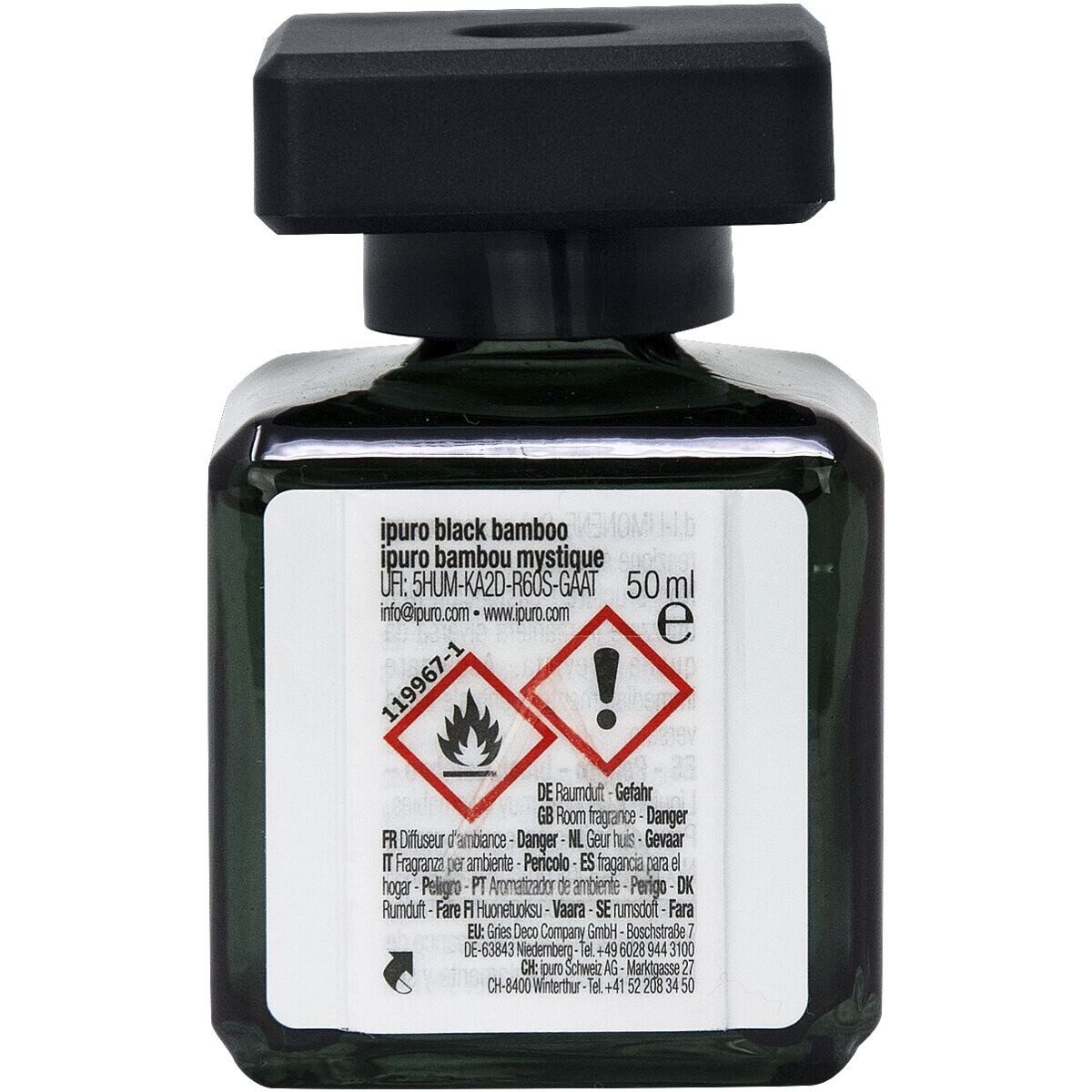 IPURO Raumduft Black Bamboo, 2x 50 ml, Glasflakon mit Rattan-Holzstäbchen