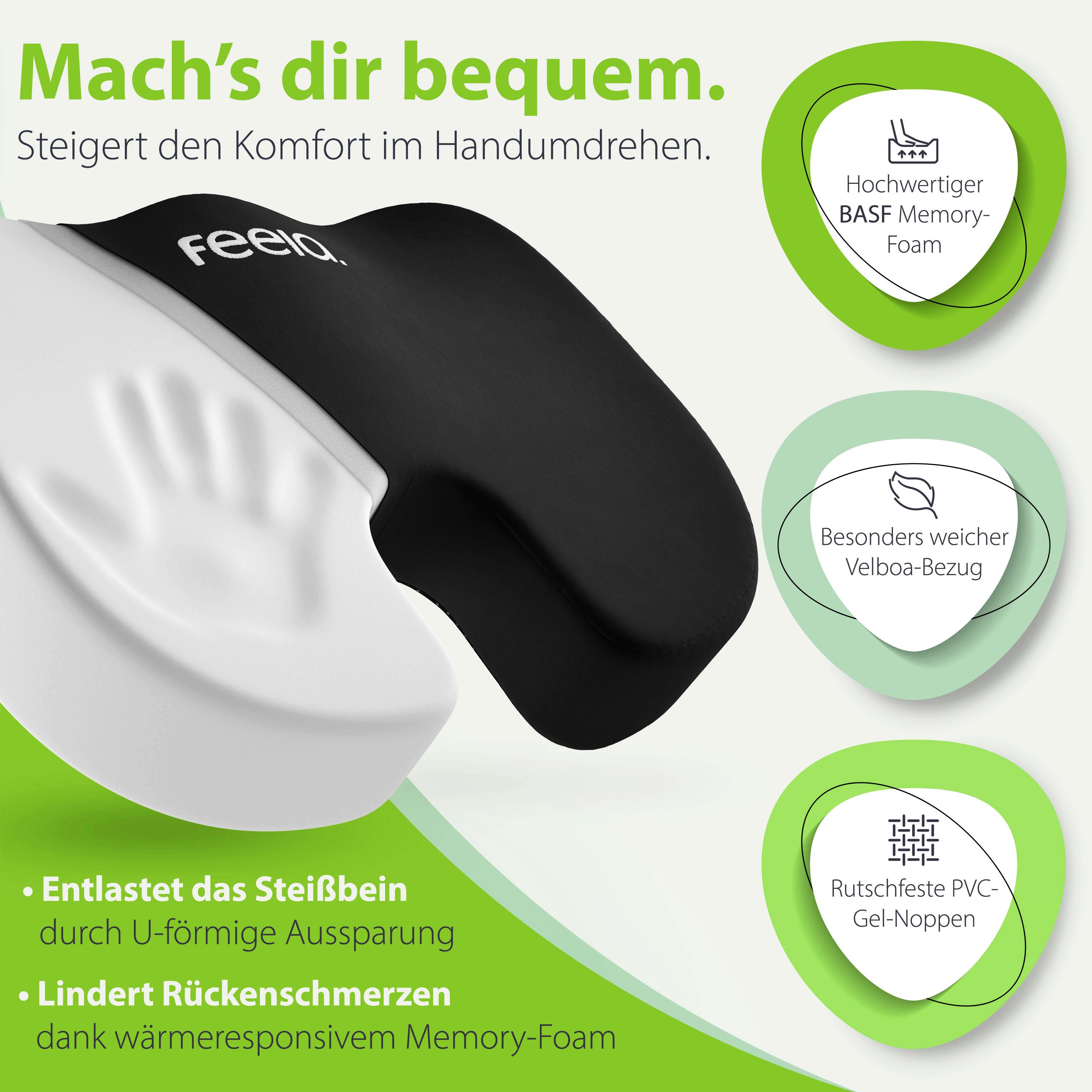 feela Sitzkissen Orthopädisches Kissen – Ergonomisch, 3 Härtegrade bei Rückenschmerzen, Fördert gesundes Sitzen & entlastet Rücken – Zuhause, Büro & unterwegs
