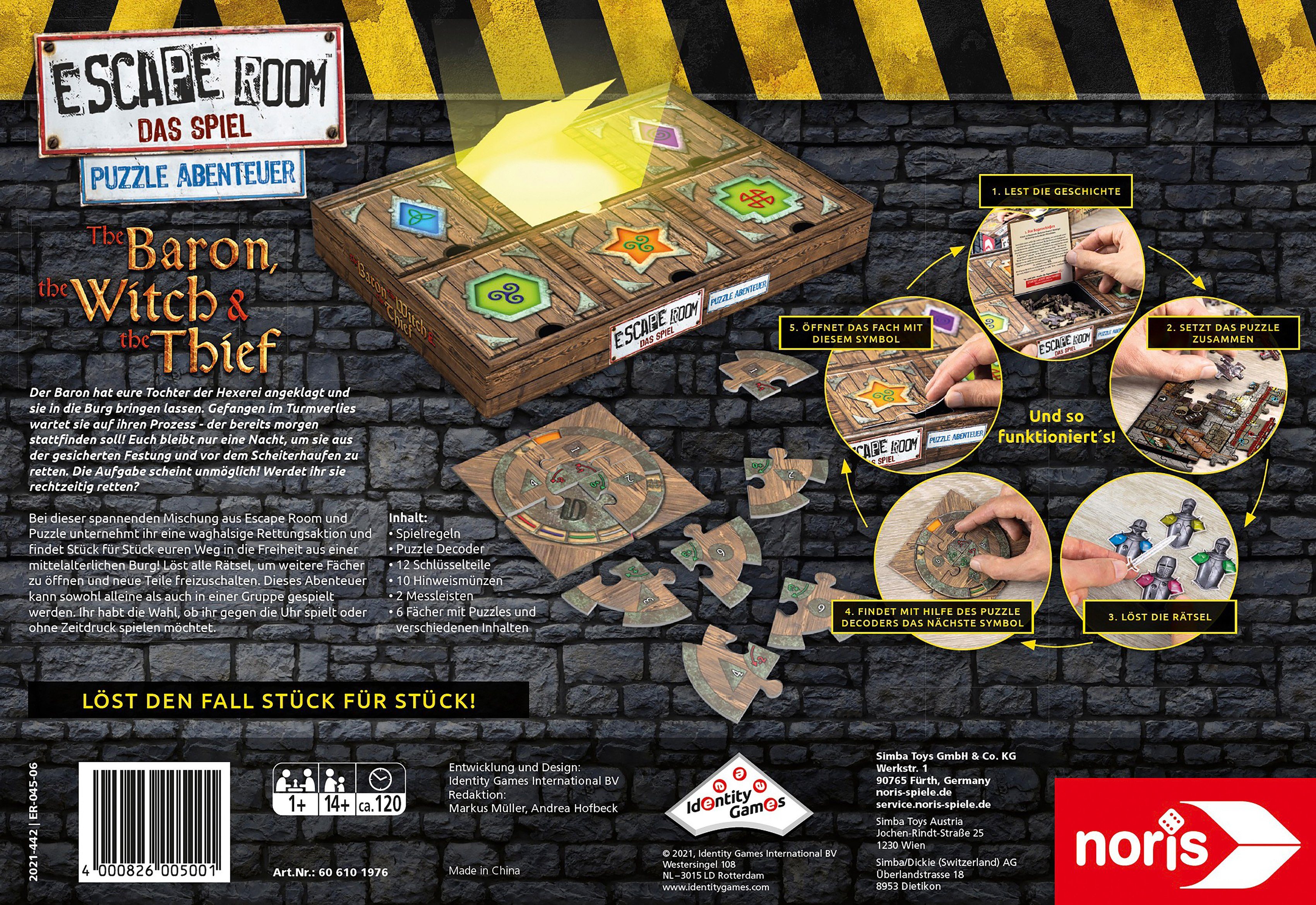 The The Noris Escape - Escape Spiel Room Das & Spiel, Puzzle Strategiespiel The Thief, Baron, Abenteuer Room Witch