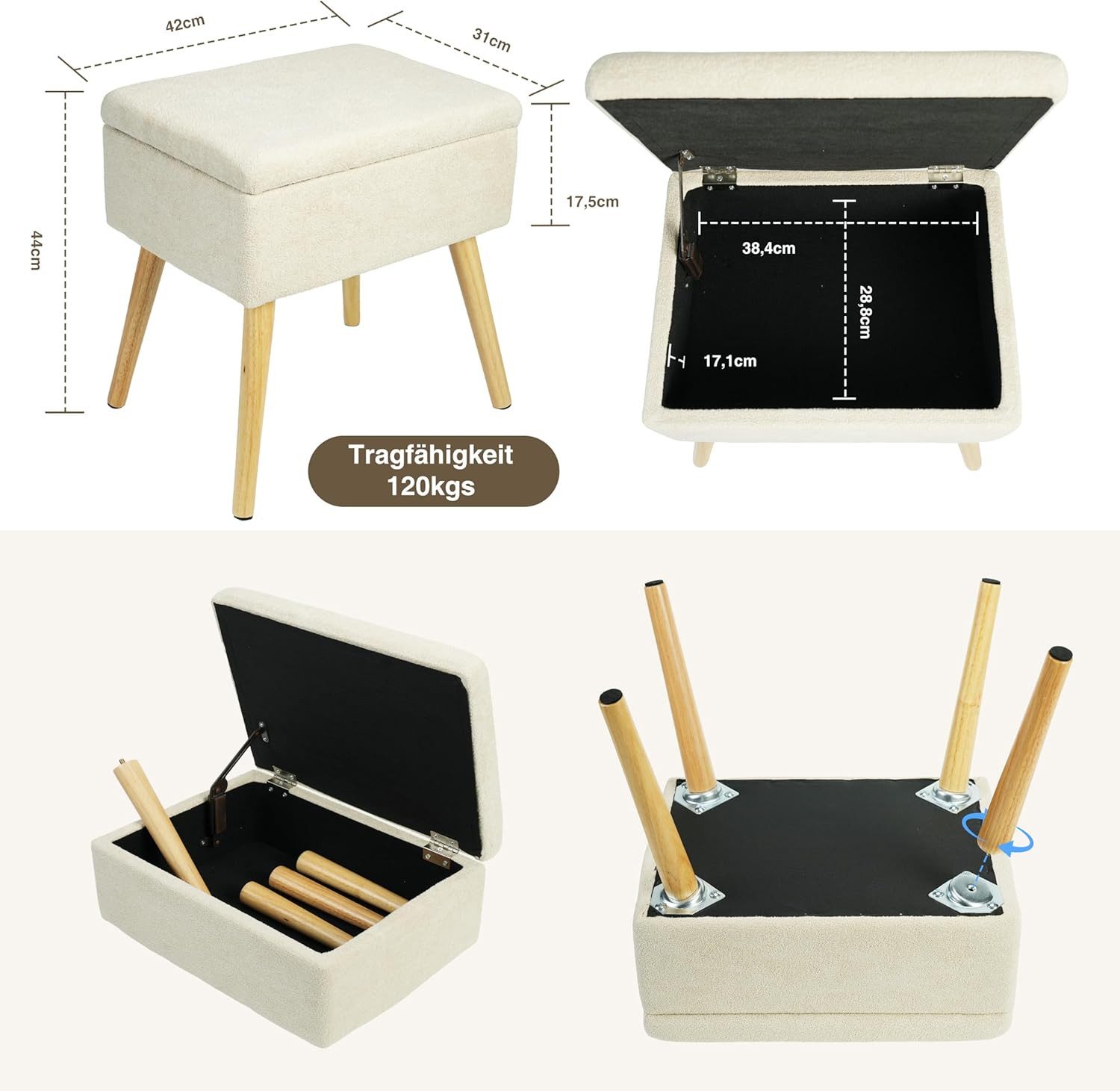 Zedelmaier Hocker Hocker schminktisch Fußhocker Schminkhocker Polsterhocker günstig online kaufen