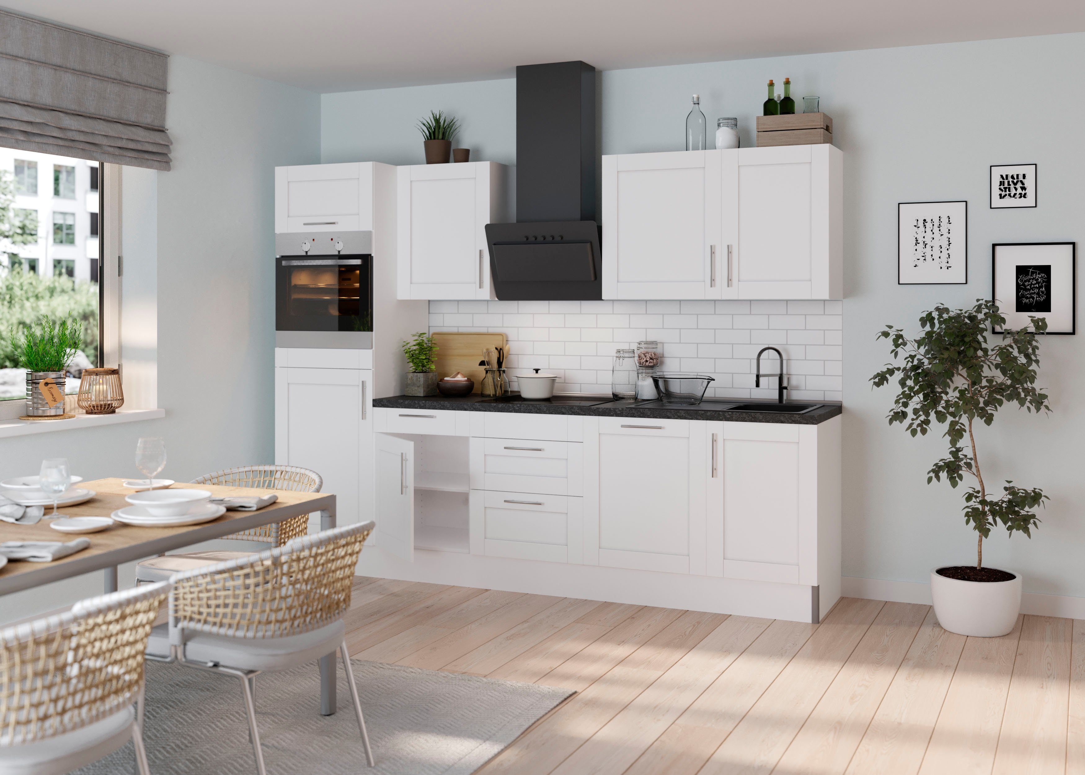 OPTIFIT Küche Ahus, Breite 280 cm,wahlw. mit E-Geräten,Soft Close Funktion,MDF Fronten