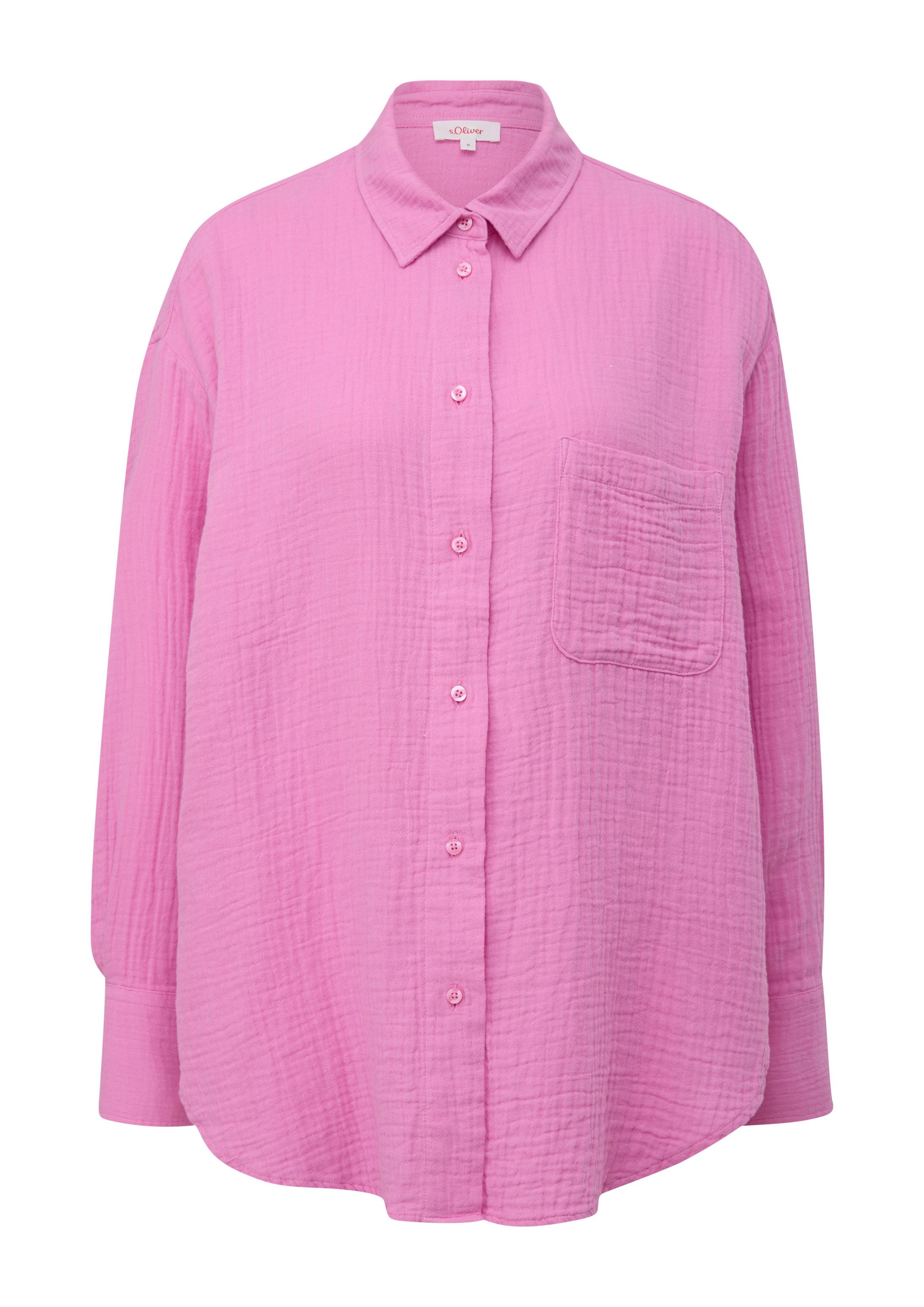 s.Oliver Langarmbluse Bluse Relaxed-Fit-Hemdbluse mit Musterstruktur