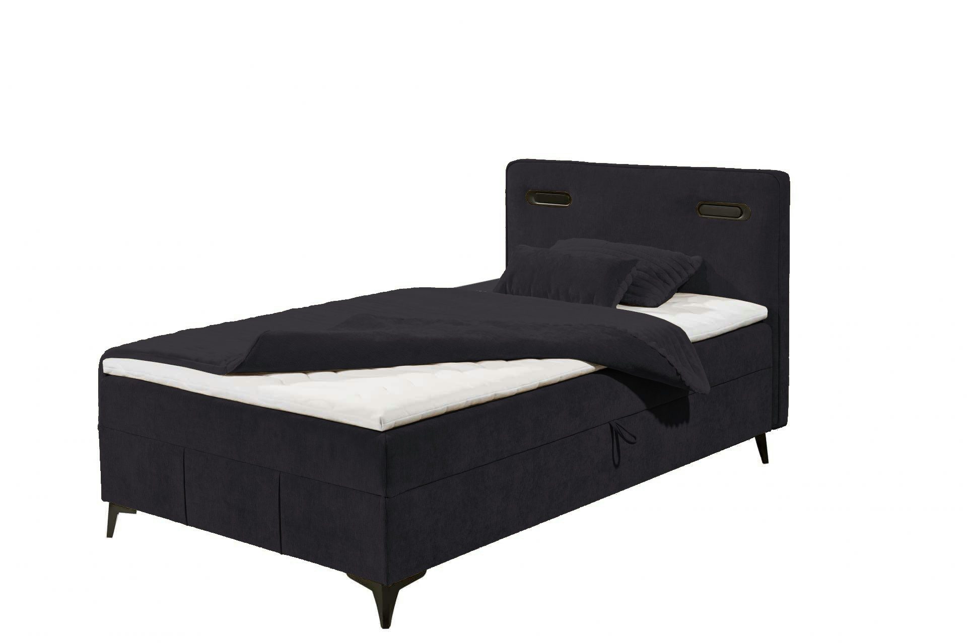 ED EXCITING DESIGN Boxbett Altea 120x200 mit T25-Topper & 4-Gang-Bonell-Matratze, H2 (Komplettbett inklusive Matratze und Topper), LED-Beleuchtung, seitlicher Bettkasten, pflegeleichter Bezug, Topper