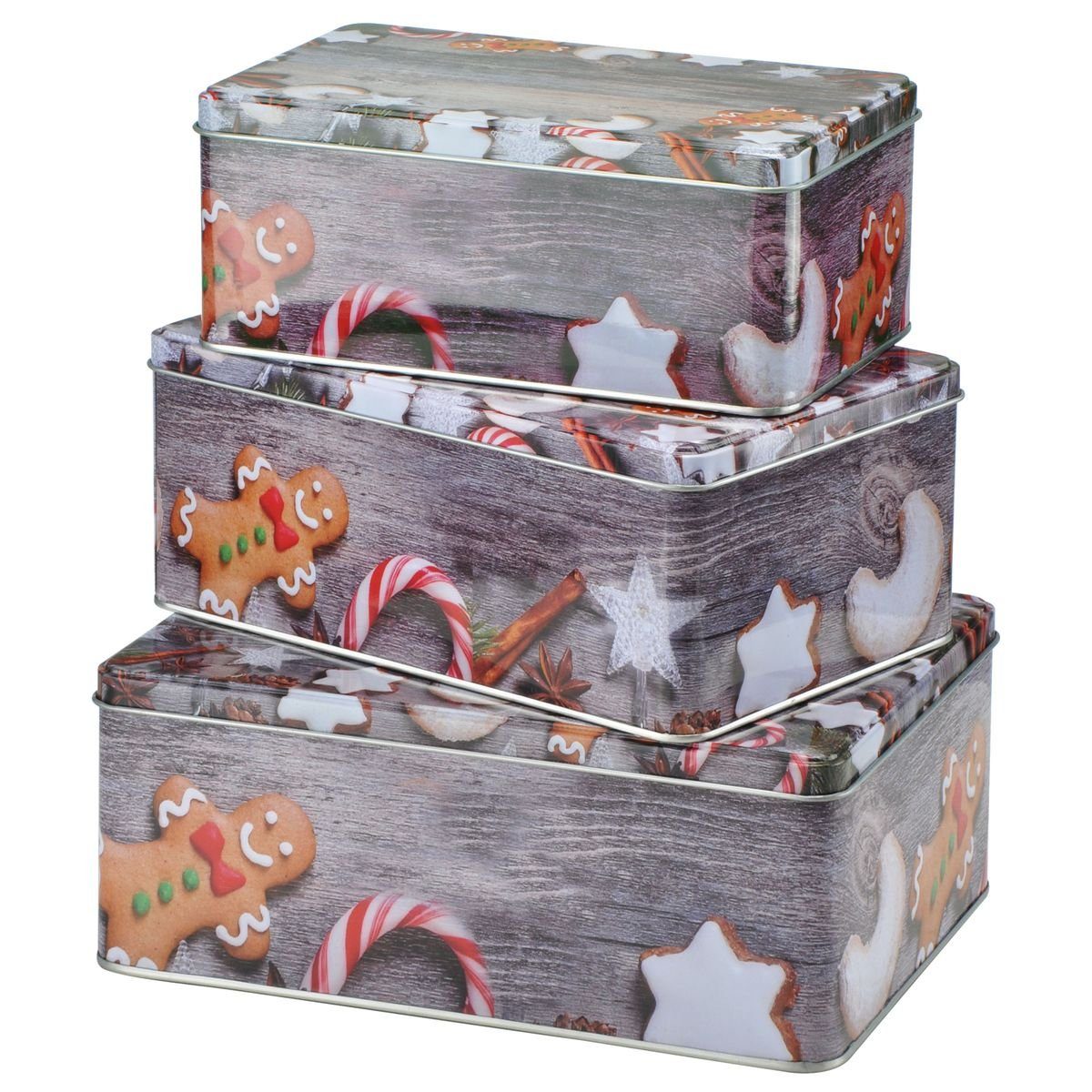 bonsport Keksdose »Weihnachts Keksdosen Set, rechteckig 3tlg.«, Metall