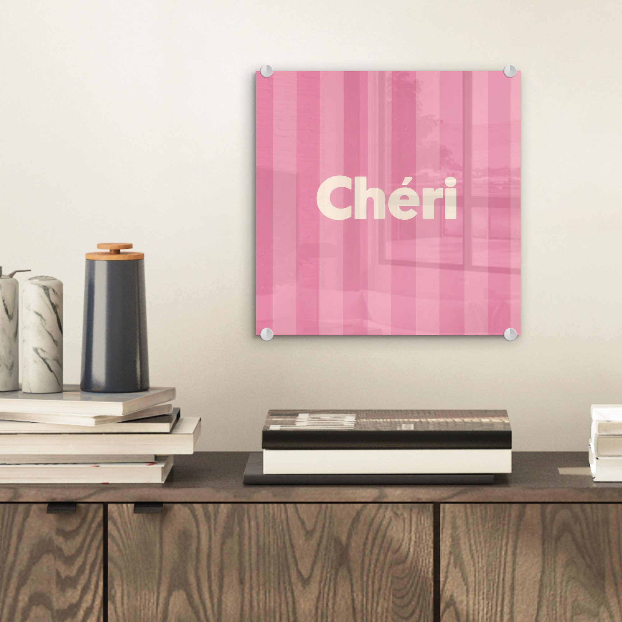 MuchoWow Acrylglasbild Gestreift - Rosa - günstig online kaufen