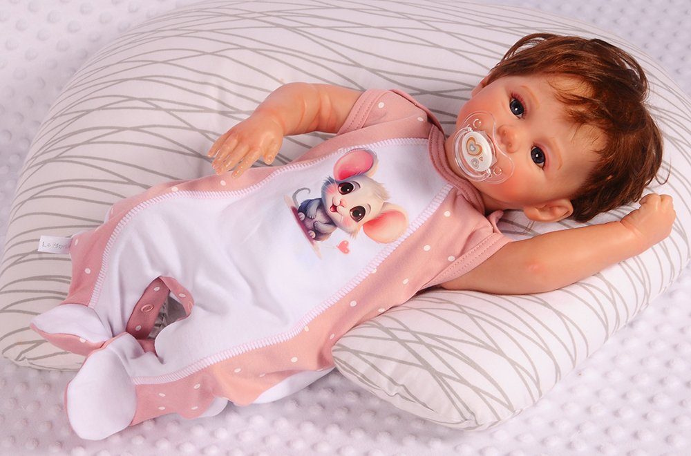 La Bortini Strampler Baby Strampler mit Mäuschen Einteiler aus reiner Baumwolle