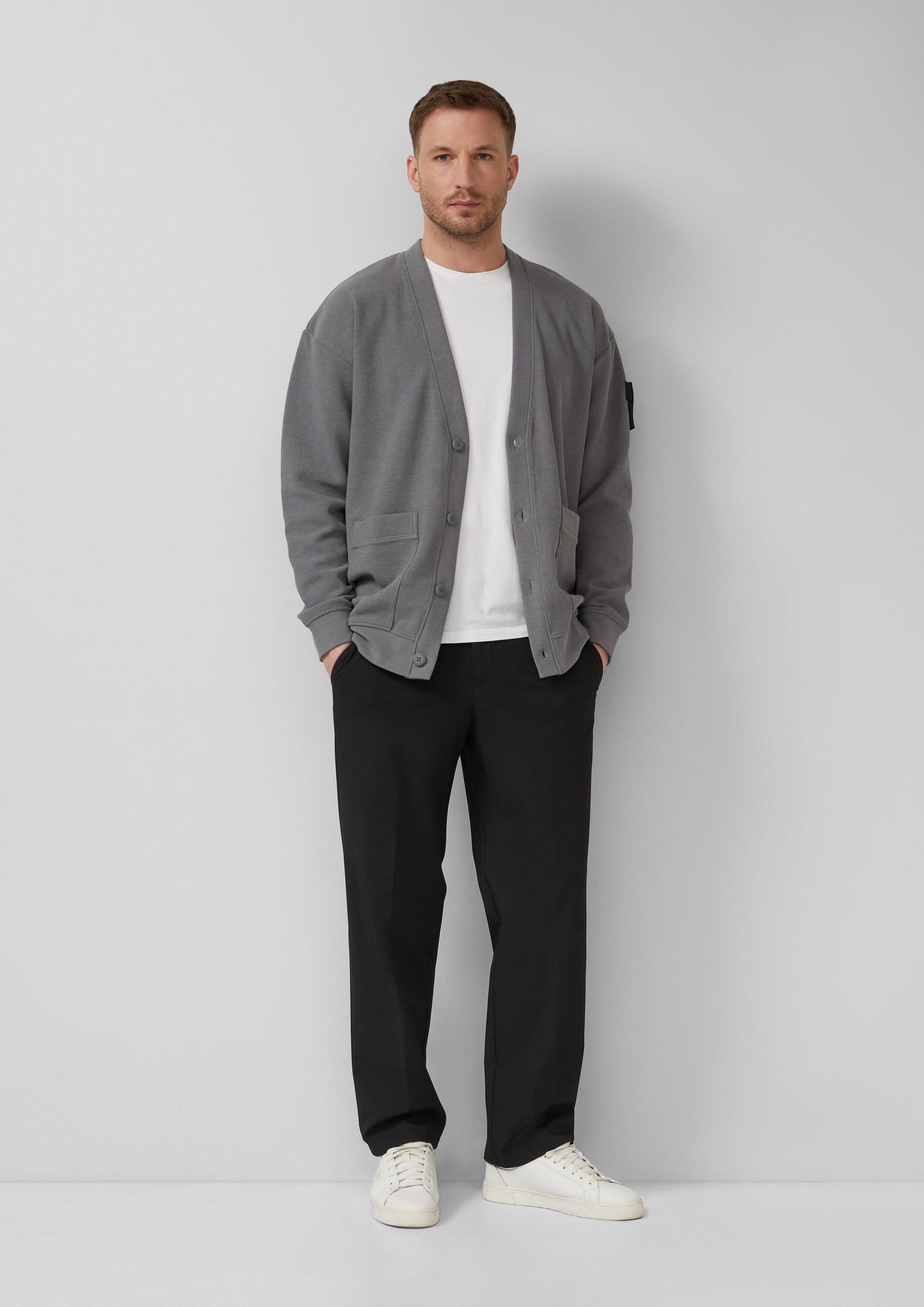 s.Oliver Sweatjacke Sweatshirt Jacke Relaxed-Fit-Cardigan aus strukturierter Sweatware – Bild 5 von 5