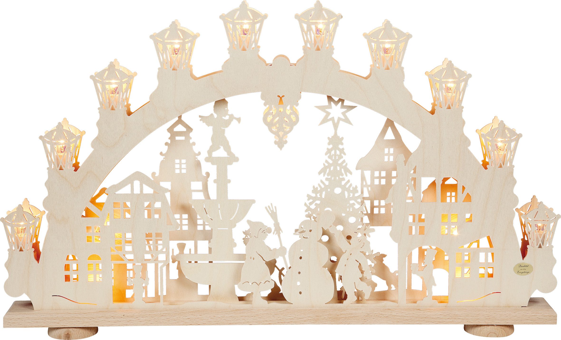 SAICO Original LED Schwibbogen 3D-Lichterbogen, Winter in der Stadt, Premium LED-Beleuchtung, warmweiß, BxHxT: 66x40x6 cm