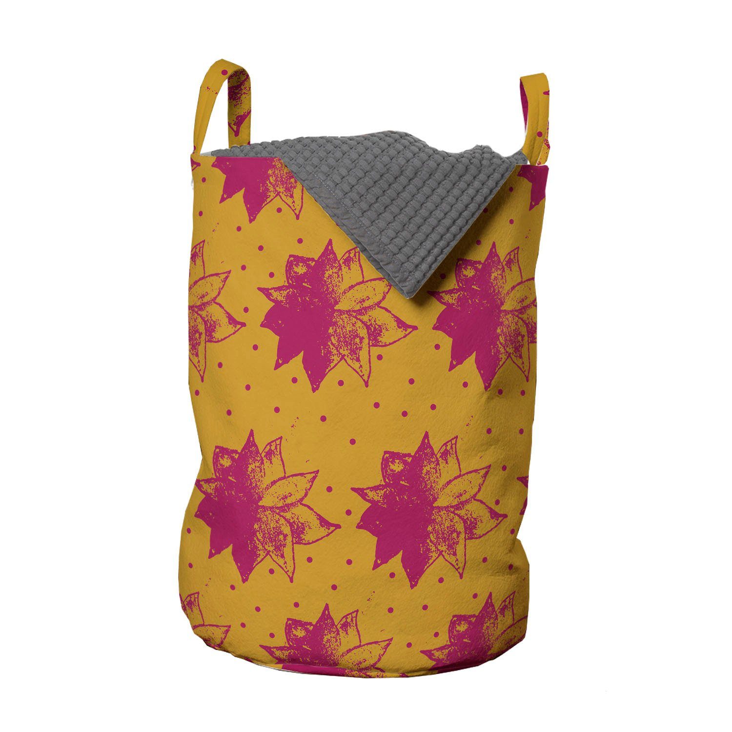 Abakuhaus Wäschesäckchen Wäschekorb mit Griffen Kordelzugverschluss für Waschsalons, Blumen Grunge mehrjährige Blumen | Wäschesäcke