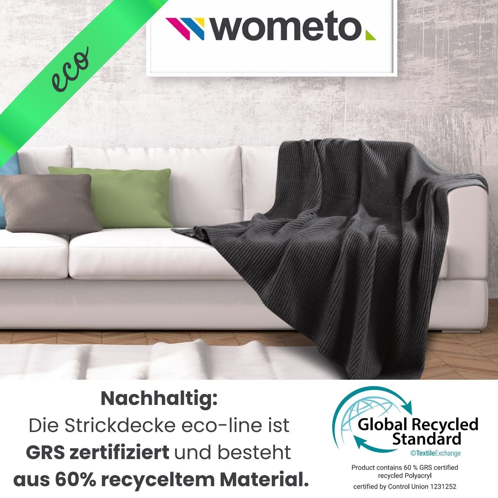 Wohndecke eco-line Strickdecke ca. 140x190, wometo, günstig online kaufen