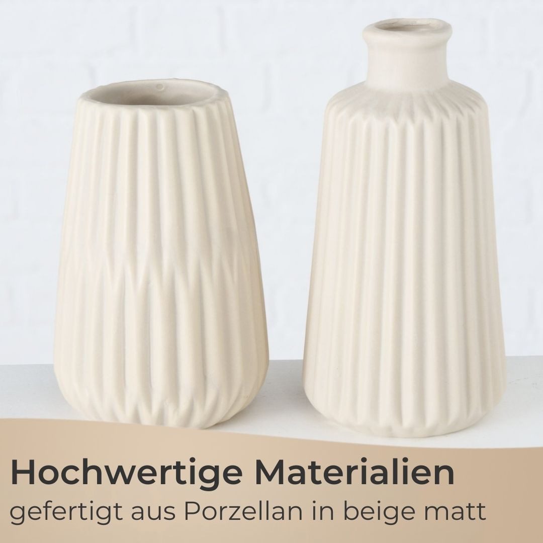 Topanbieter999 Dekovase (2 St., 2 Vasen), beige, Porzellan, kleine Blumenvase für Schnitt- und Trockenblumen
