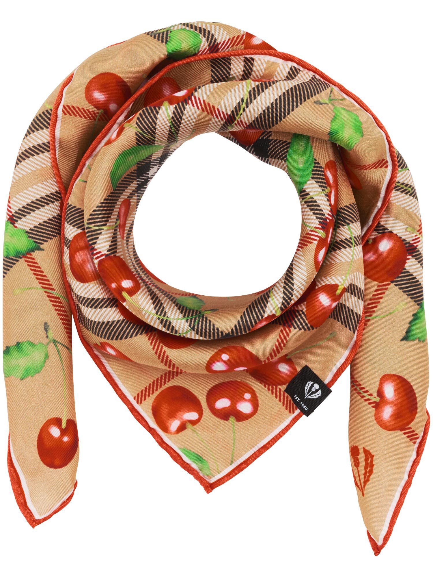 Fraas Nickituch Nickituch mit FRAAS Plaid Karo und Kirschen-Print aus reiner Seide, (1)