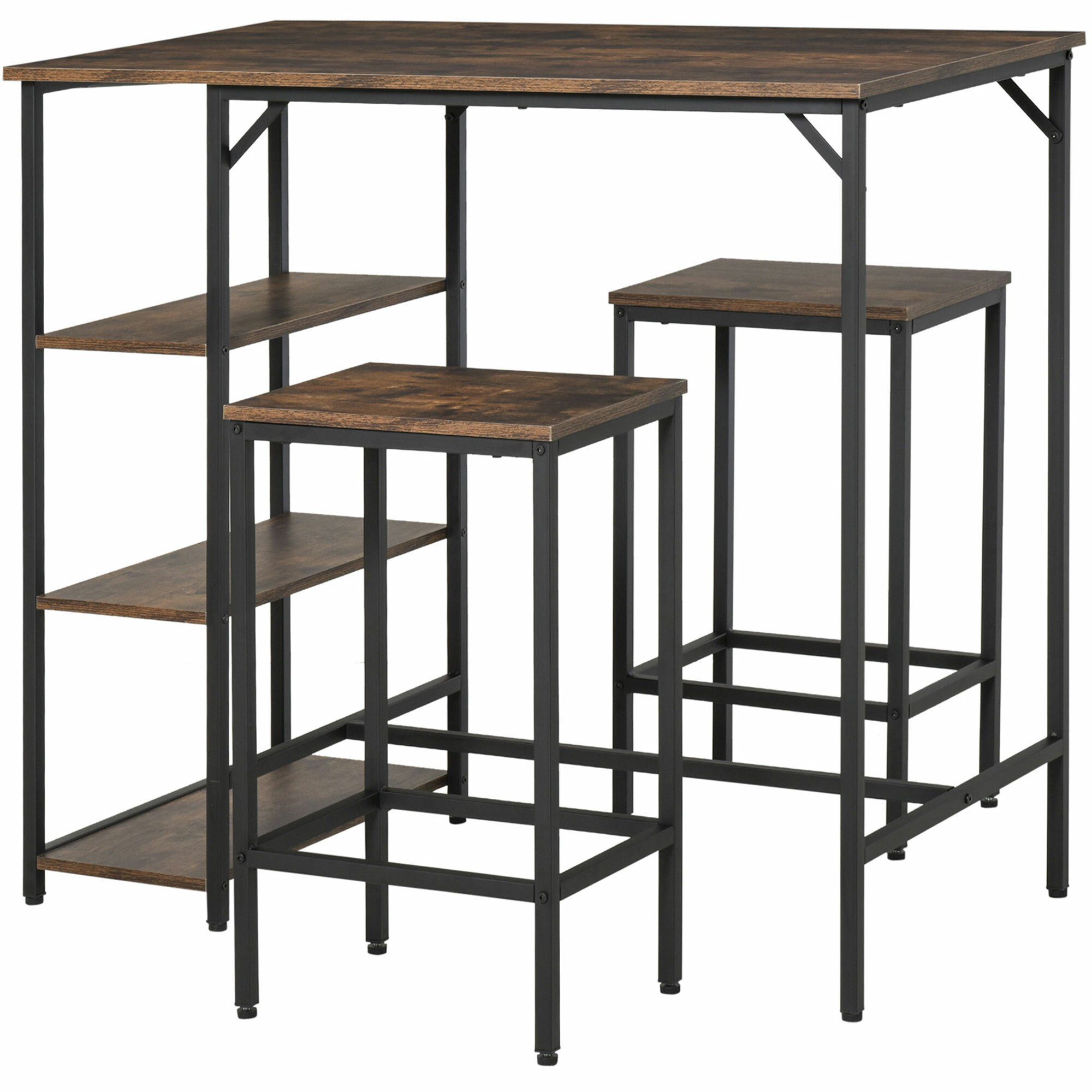 HOMCOM Bartisch Bartisch-Set mit 2 Barhockern günstig online kaufen
