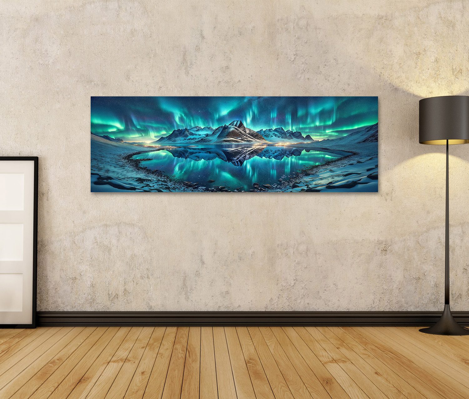 islandburner Leinwandbild Polarlichter über Nachtlandschaft atemberaubend günstig online kaufen