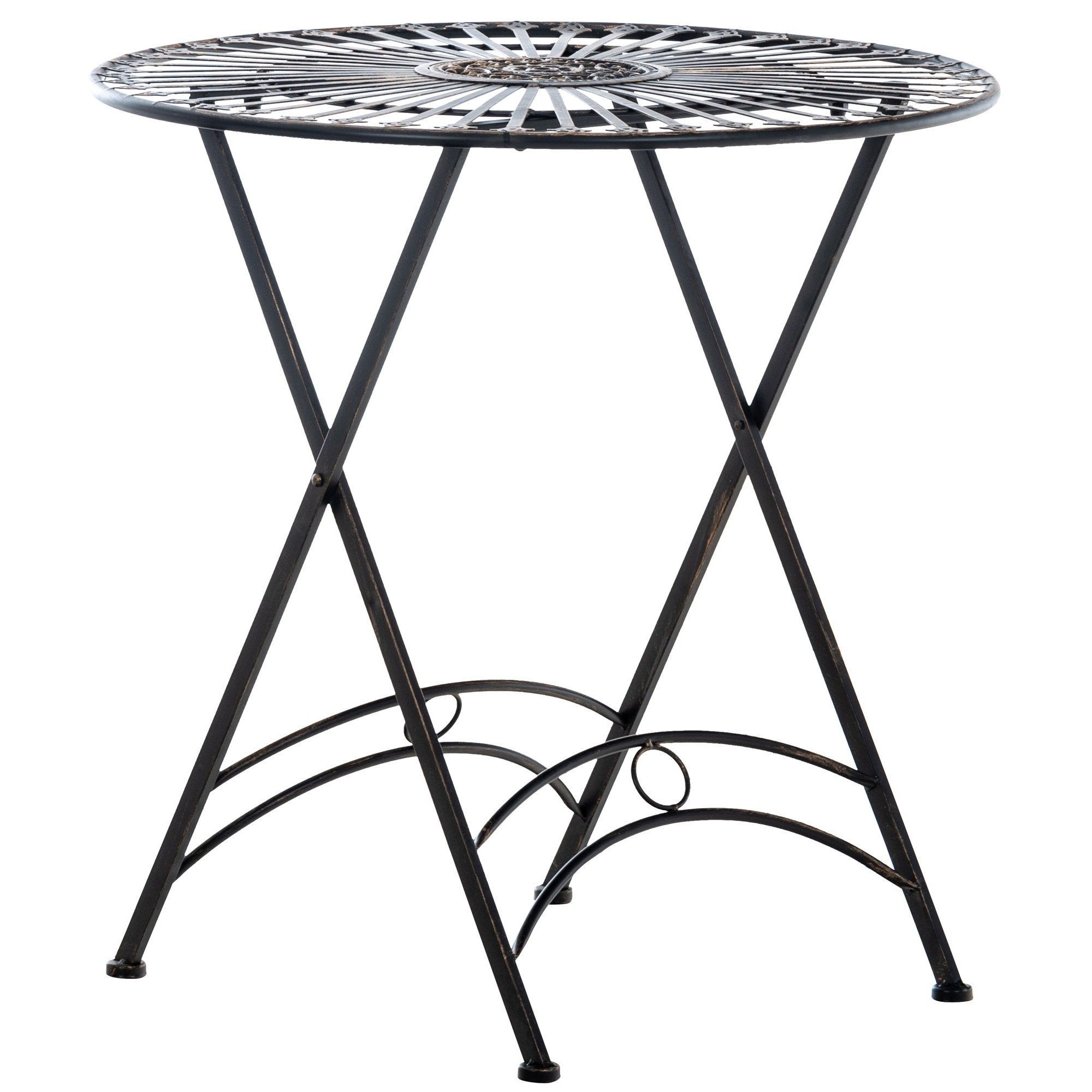 CLP Bistrotisch Gartentisch Balkontisch Klapptisch (Spar-Set, 1-St., 71 x 71 x 71 cm klappbar), klappbar, handgefertigt, Eisen, antike Patina