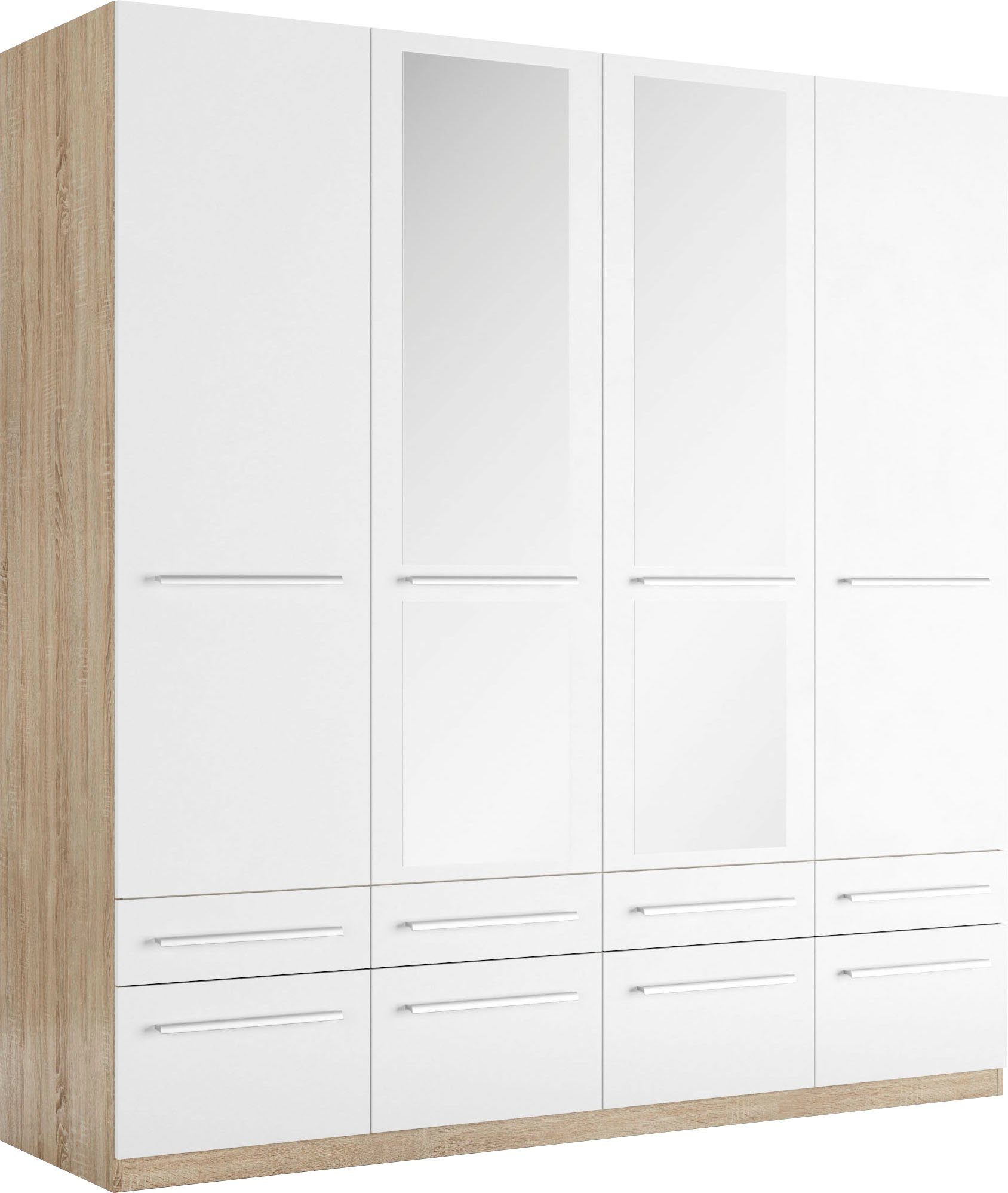 priess Kleiderschrank Schrank Garderobe Wäscheschrank Barcelona in 5 Breiten viel Stauraum, geräumige Schubkästen, mit Spiegel, MADE IN GERMANY