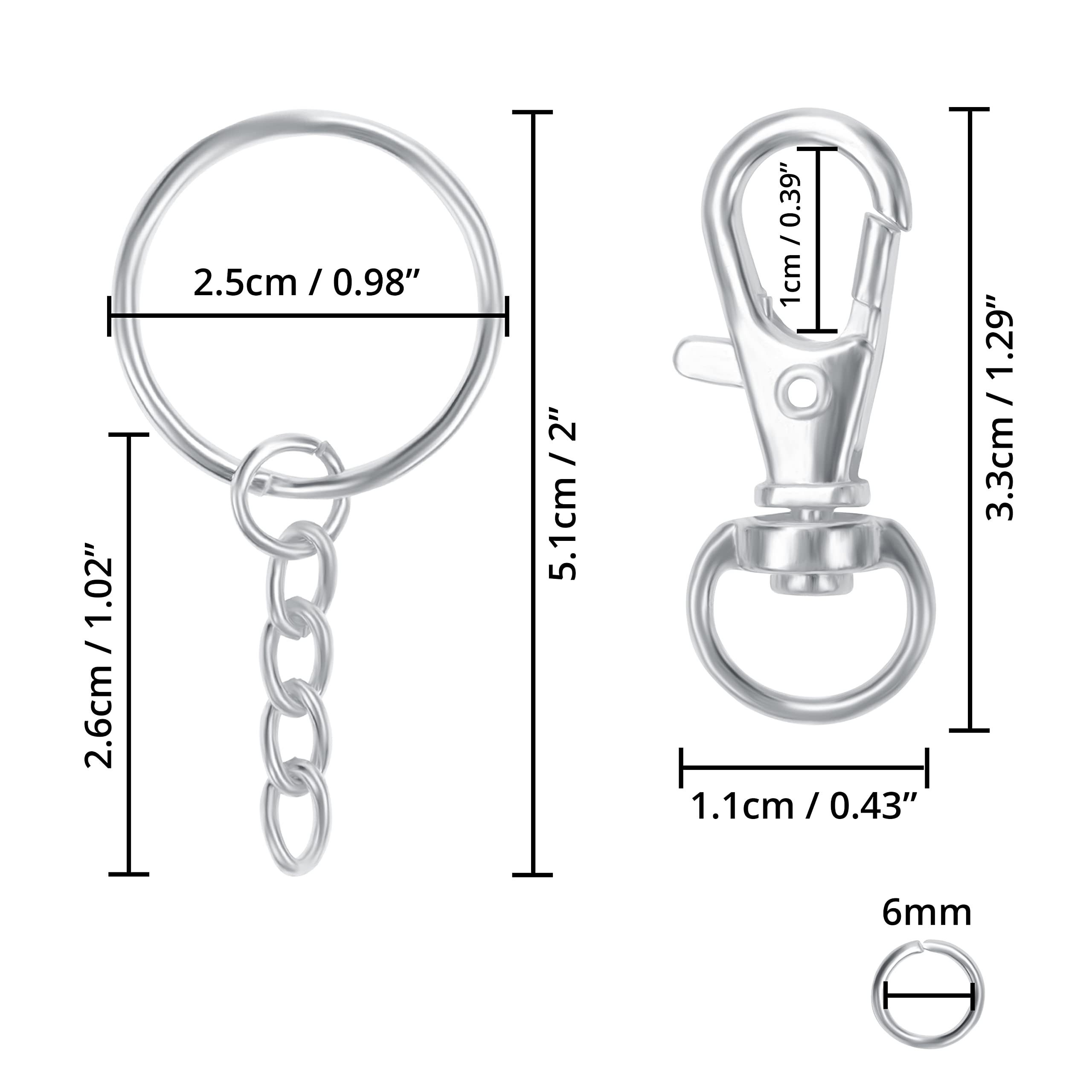 Thumbnail - Belle Vous Rundstahlkette Schlüsselanhänger Ringe (180 Stück) für Basteln & Schmuck, Metall, (120-St)
