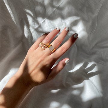 Brandlinger Fingerring Ring Ravello, Silber 925 vergoldet, Ring mit weißen Steinen