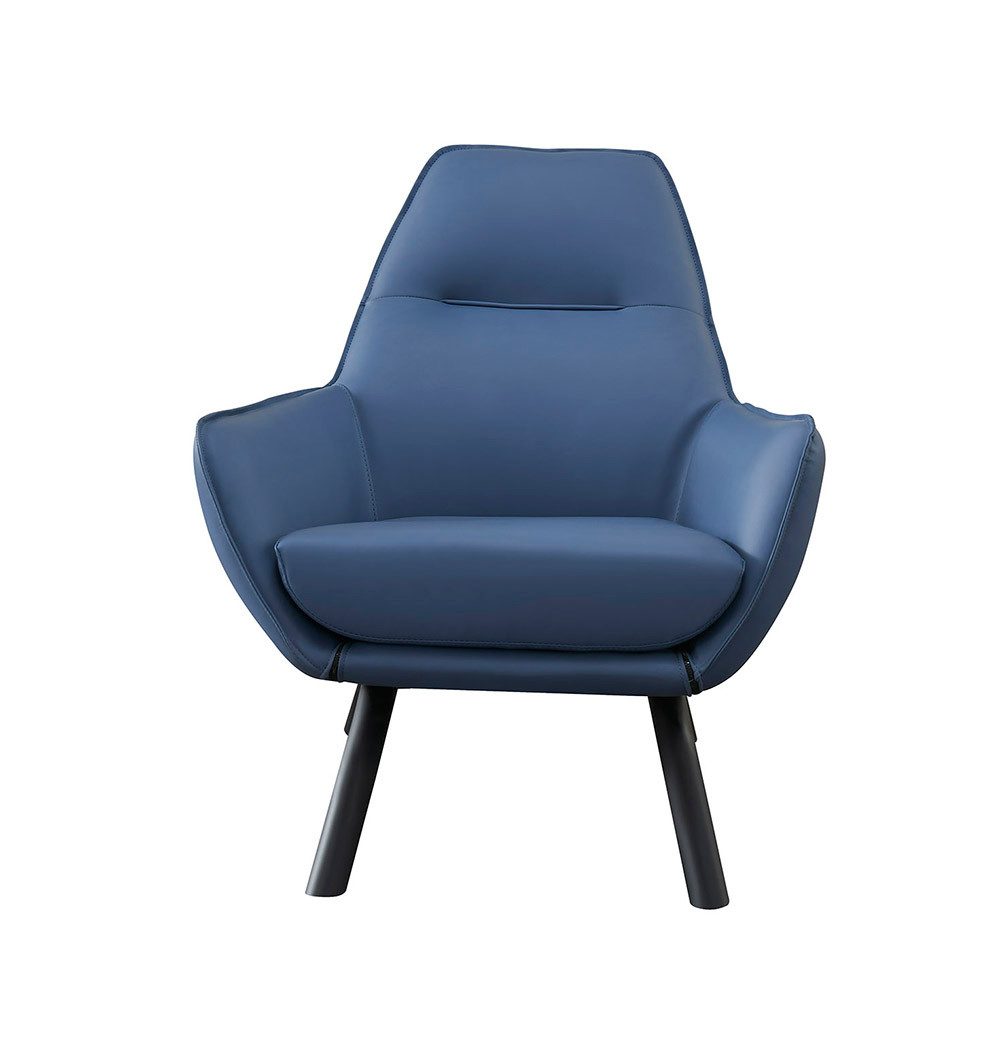 JVmoebel Ohrensessel Lounge Sessel in Blau mit Mikrofaserleder und Edelstahlfüßen (Packung, 1-St., Lounge Sessel Stoff Couch Relax Polster Club Sofa mit Ohren), Made in Europa