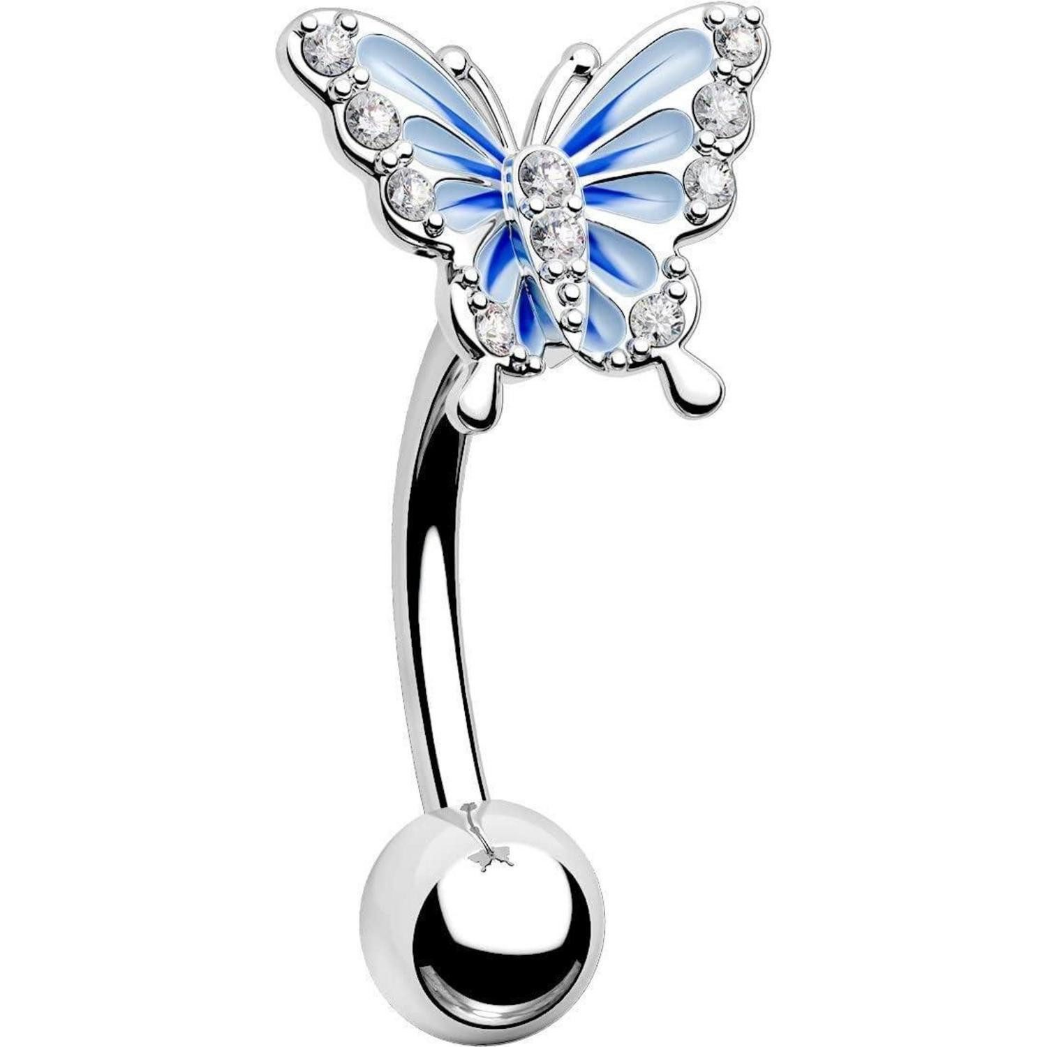 OUFER Augenbrauenpiercing 16G Blauer Schmetterling Rook Piercing Schmuck Chirurgenstahl für