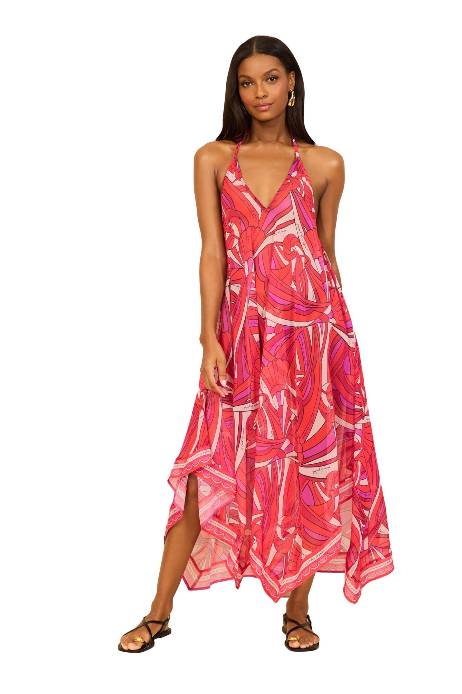 LIPSY Strandkleid Lipsy Strandkleid mit Wirbelmuster und Zipfelsaum (1-tlg)