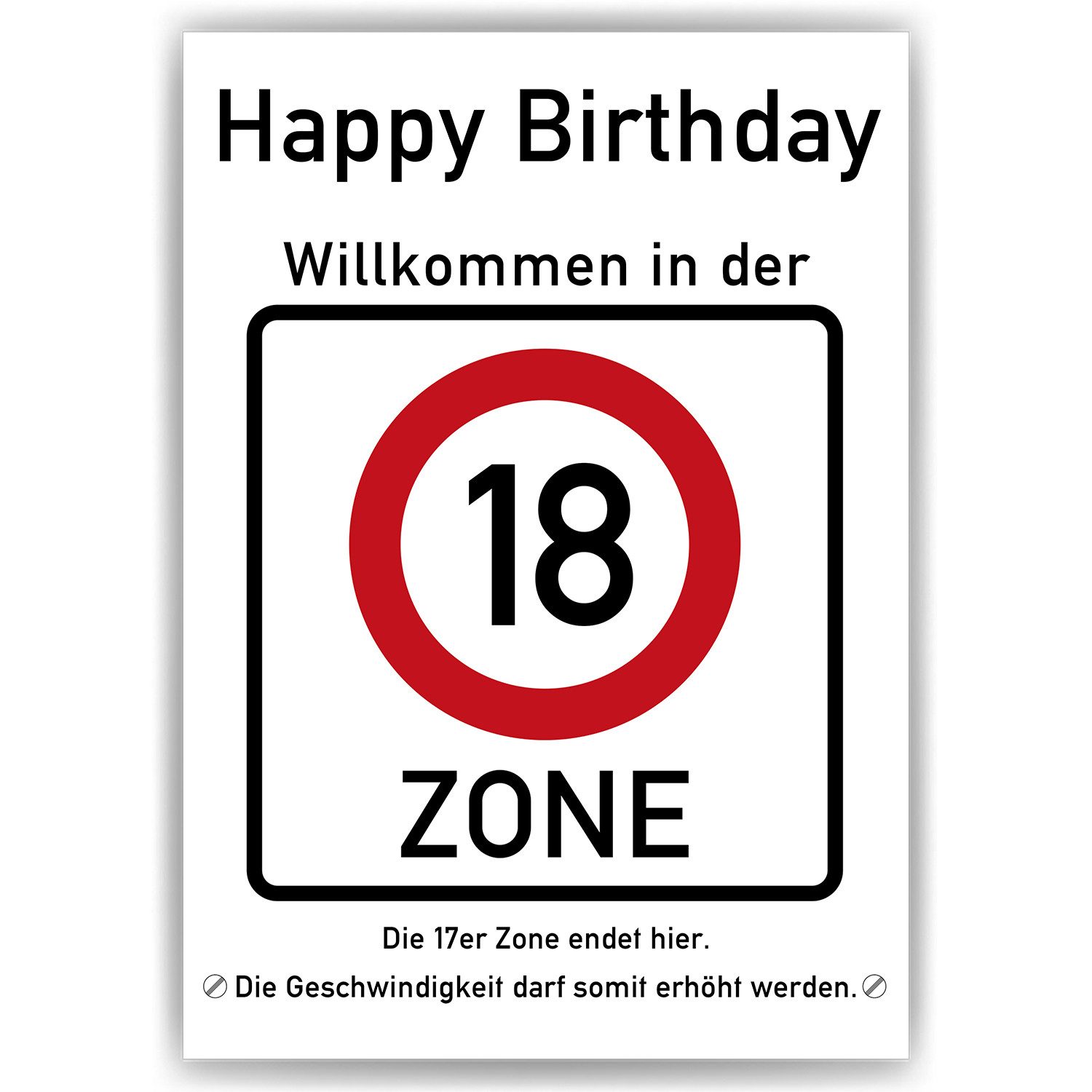 Tigerlino Poster 18. Geburtstag Geschenk Verkehrszeichen Karte Happy Birthd günstig online kaufen