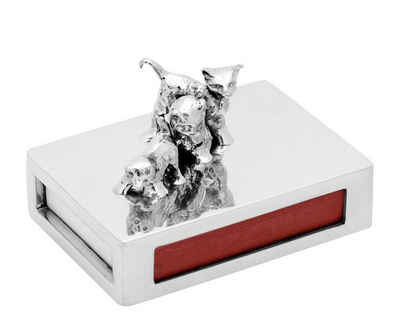 Brillibrum Etui Edle Zinn Streichholz-Box mit dekorativer Figur 3 Katzen Streichholzschachtel aus Metall mit Zündhölzer