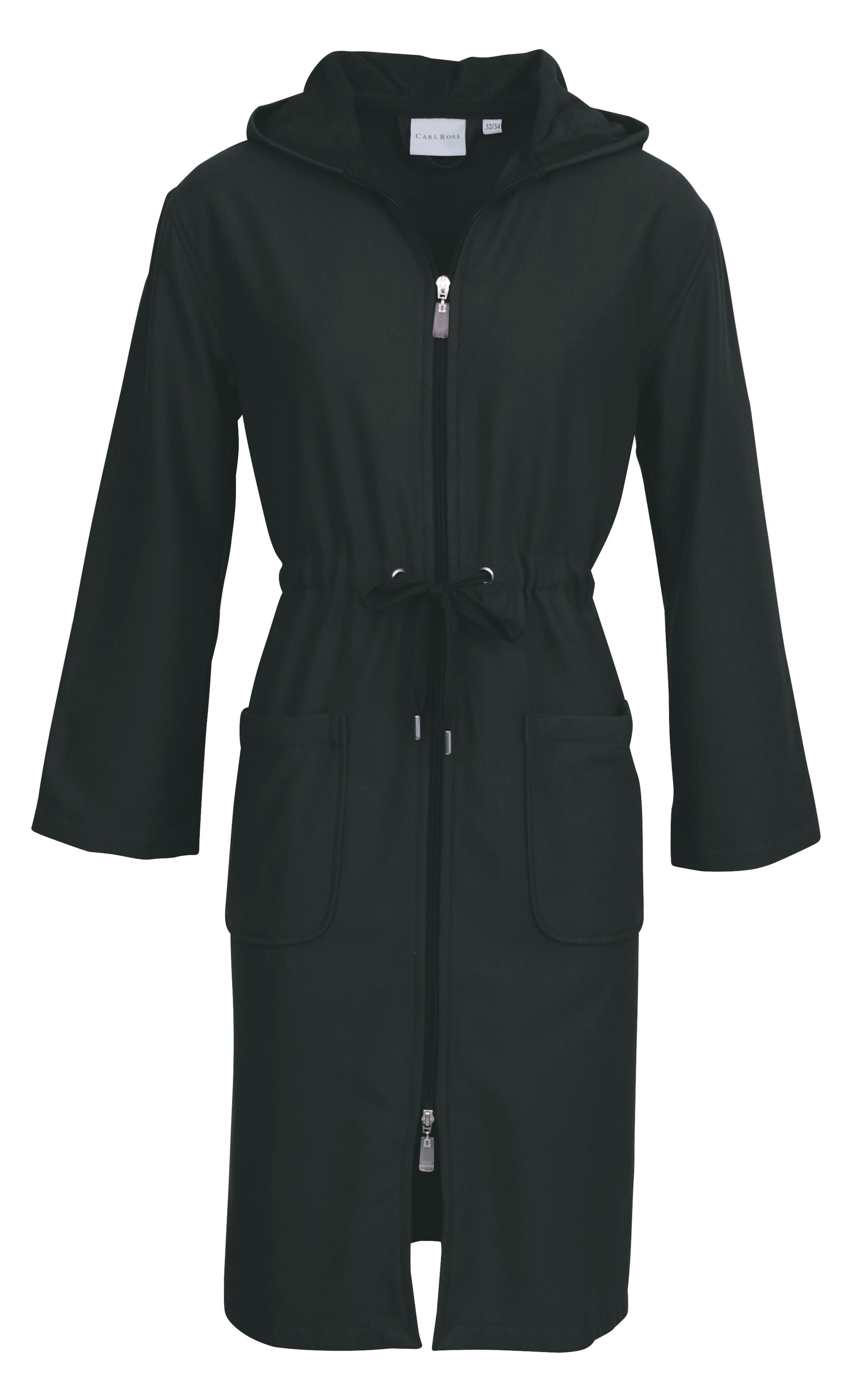Carl Ross Unisex-Bademantel 35410, Midilänge, Baumwoll-Mix, Kapuze, Reißver günstig online kaufen