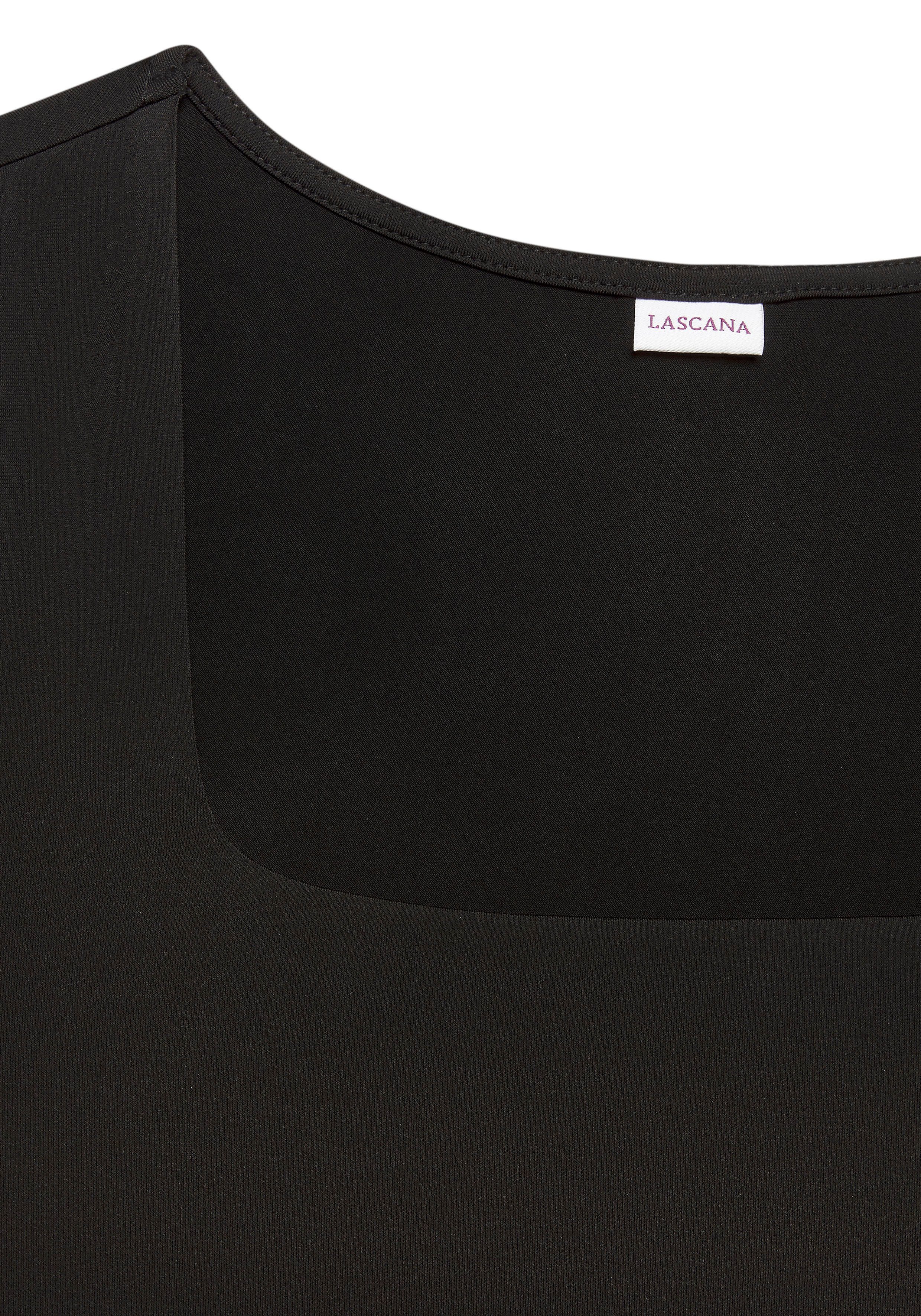 LASCANA T-Shirt aus bügelfreiem Material, elegantes Kurzarmshirt, doppellagig