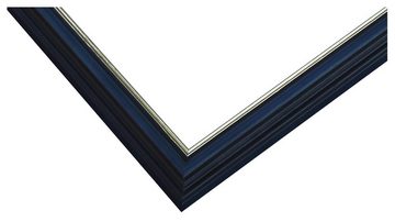 Oslo MasterLine Einzelrahmen Echtholz FSC zertifiziert, Echtglasscheibe Drehspannfedern, Format 20 x 28 cm Rahmenfarbe blau-gold