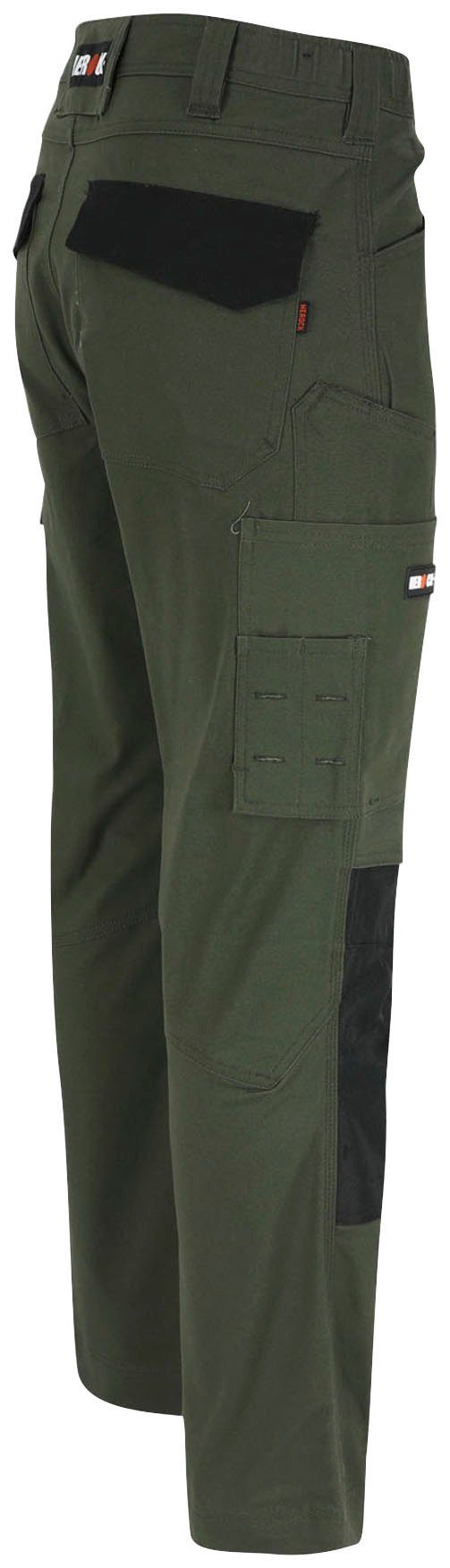 Herock Arbeitshose DERO Slim Fit Passform, khaki 2-Wege-Stretch, Multi-Pocket, wasserabweisend