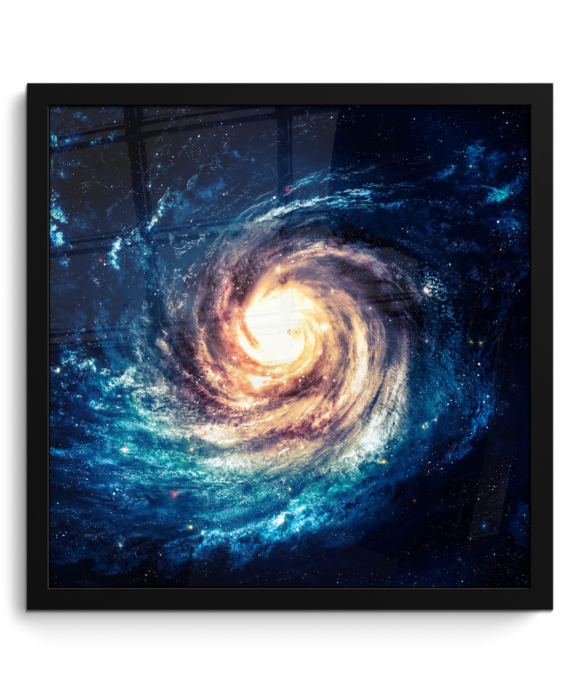 MuchoWow Poster Sterne - Weltraum - Blau, (1 St), Bilderrahmen, Wand Dekoration Schlafzimmer, 40x40 cm