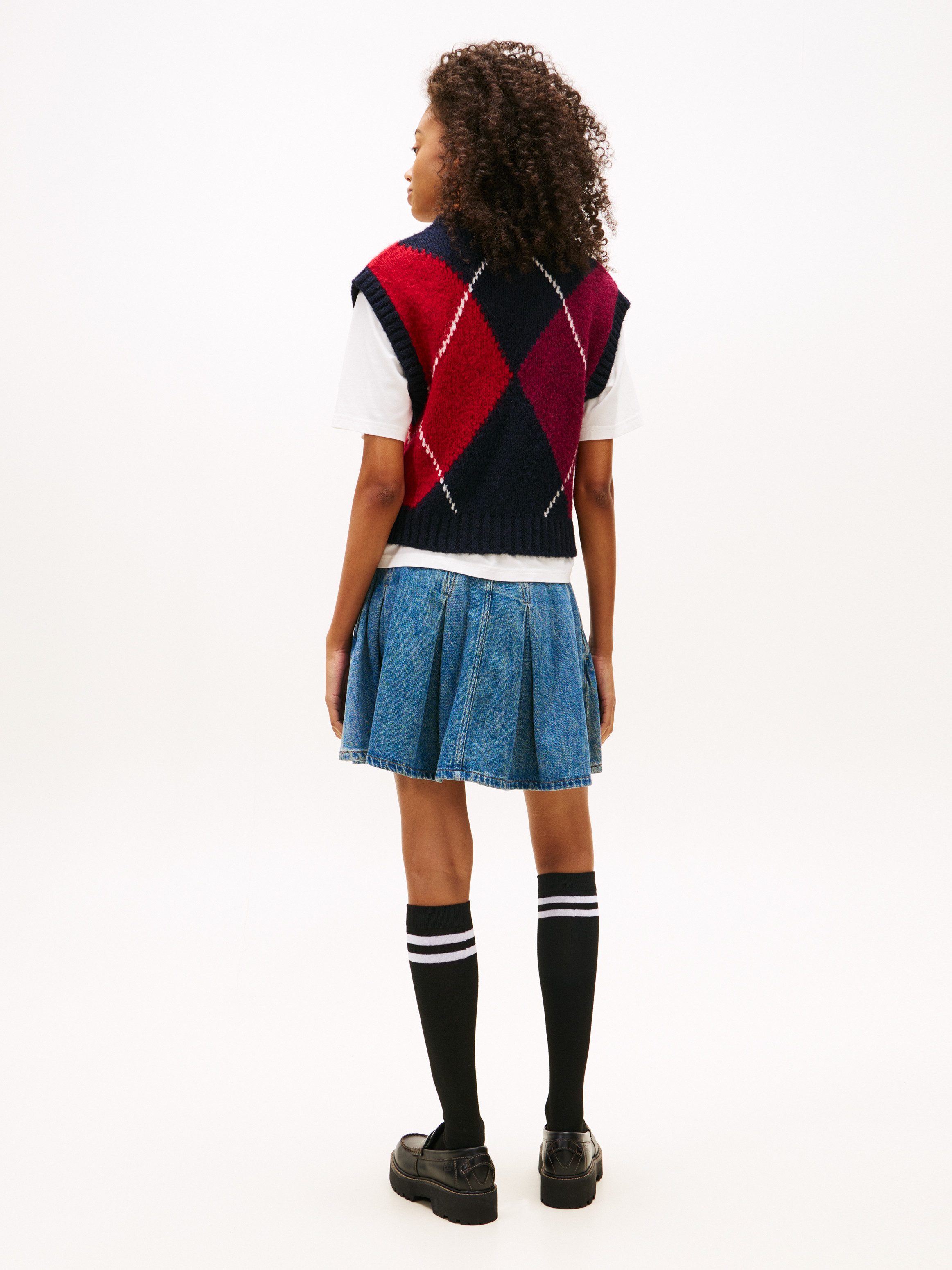 Tommy Jeans Pullunder TJW ARGYLE SWEATER VEST Argyle Strickmuster, Strick mit Alpaka