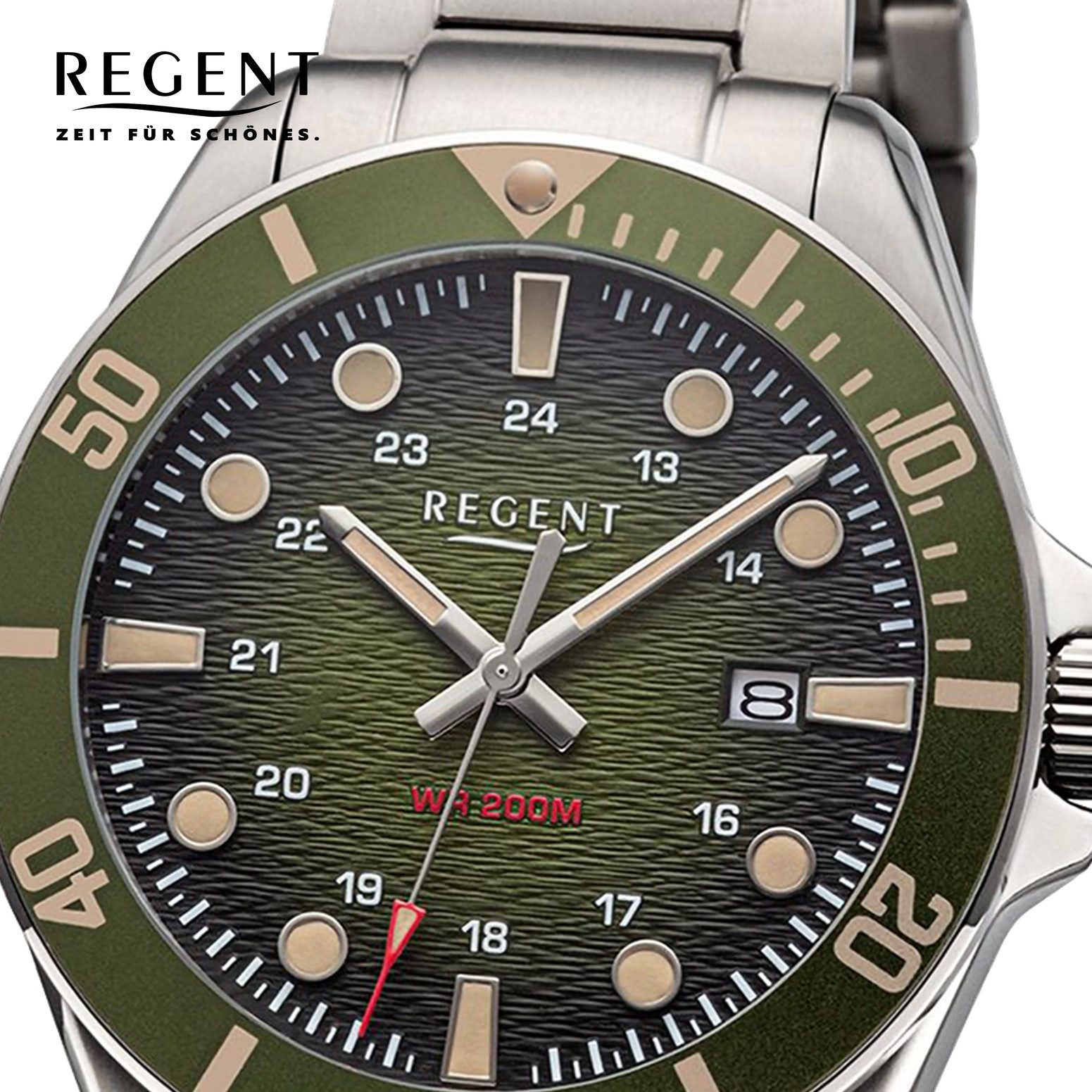 Regent Quarzuhr Regent Herrenuhr Titan-Armbanduhr Analog, (Analoguhr), Herrenuhr rund, groß (ca. 40mm) Metallarmband, Elegant-Style