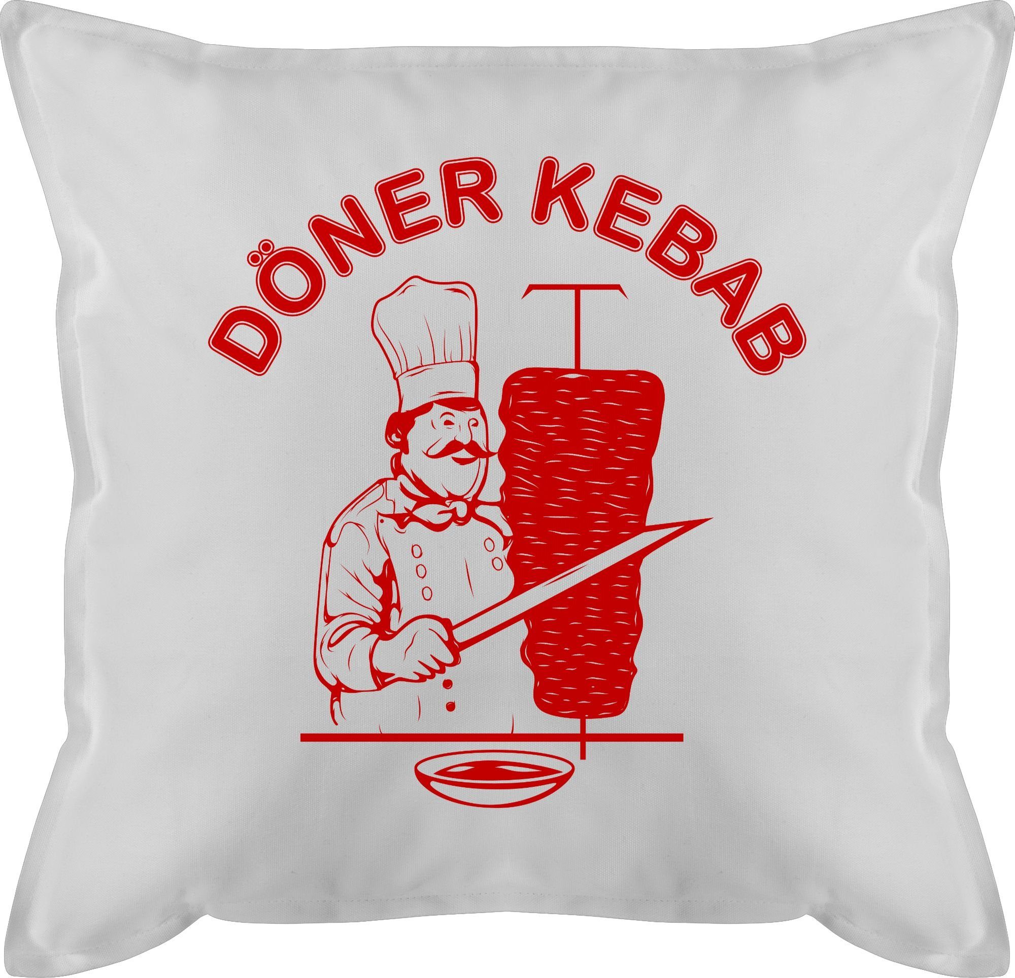 Kebab Shirtracer Original Dekokissen Kissen Logo, Döner - 2 Fasching Weiß Karneval &
