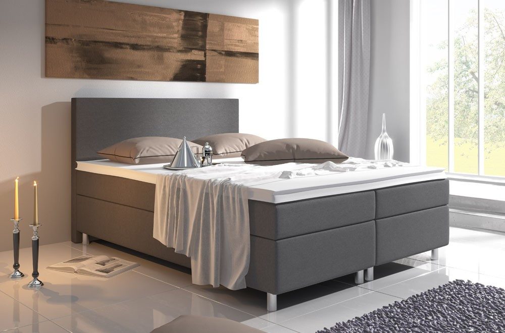 JVmoebel Boxspringbett Komfortables Hotelbett mit Matratze und hochwertigem Bezug, Made in Europa